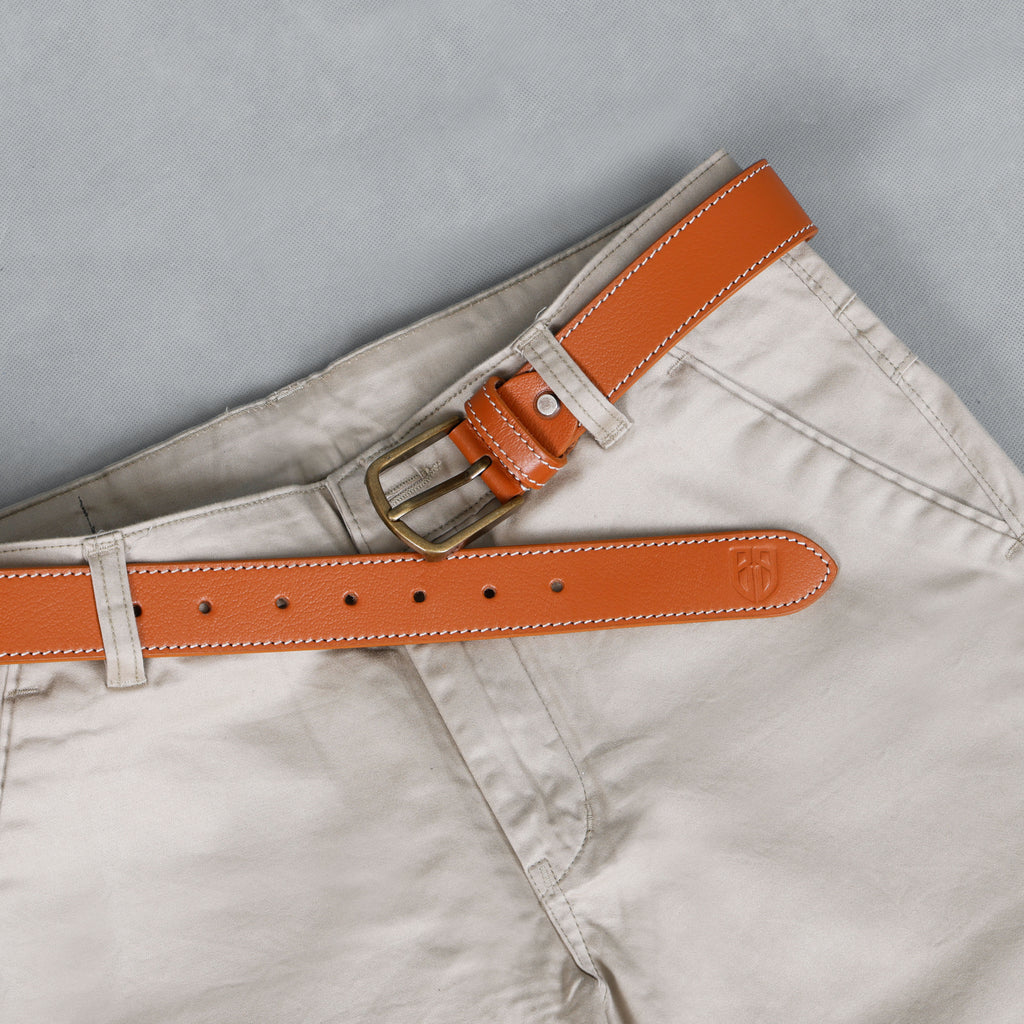 Berbanto Siena Stitch Leather Belt - Tan