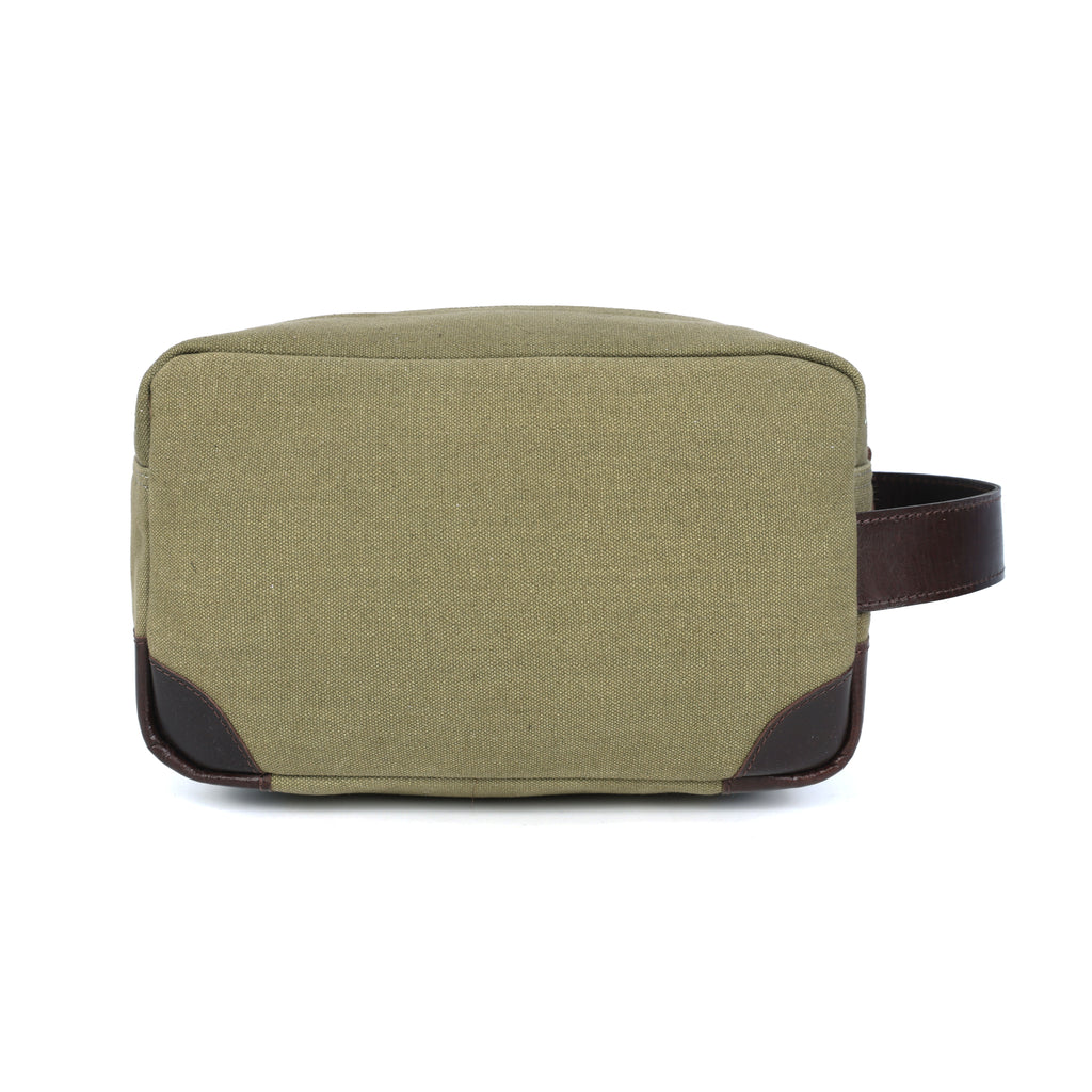 Urban Voyager Dopp Kit – Olive Canvas & Brown Leather Travel Toiletry Bag