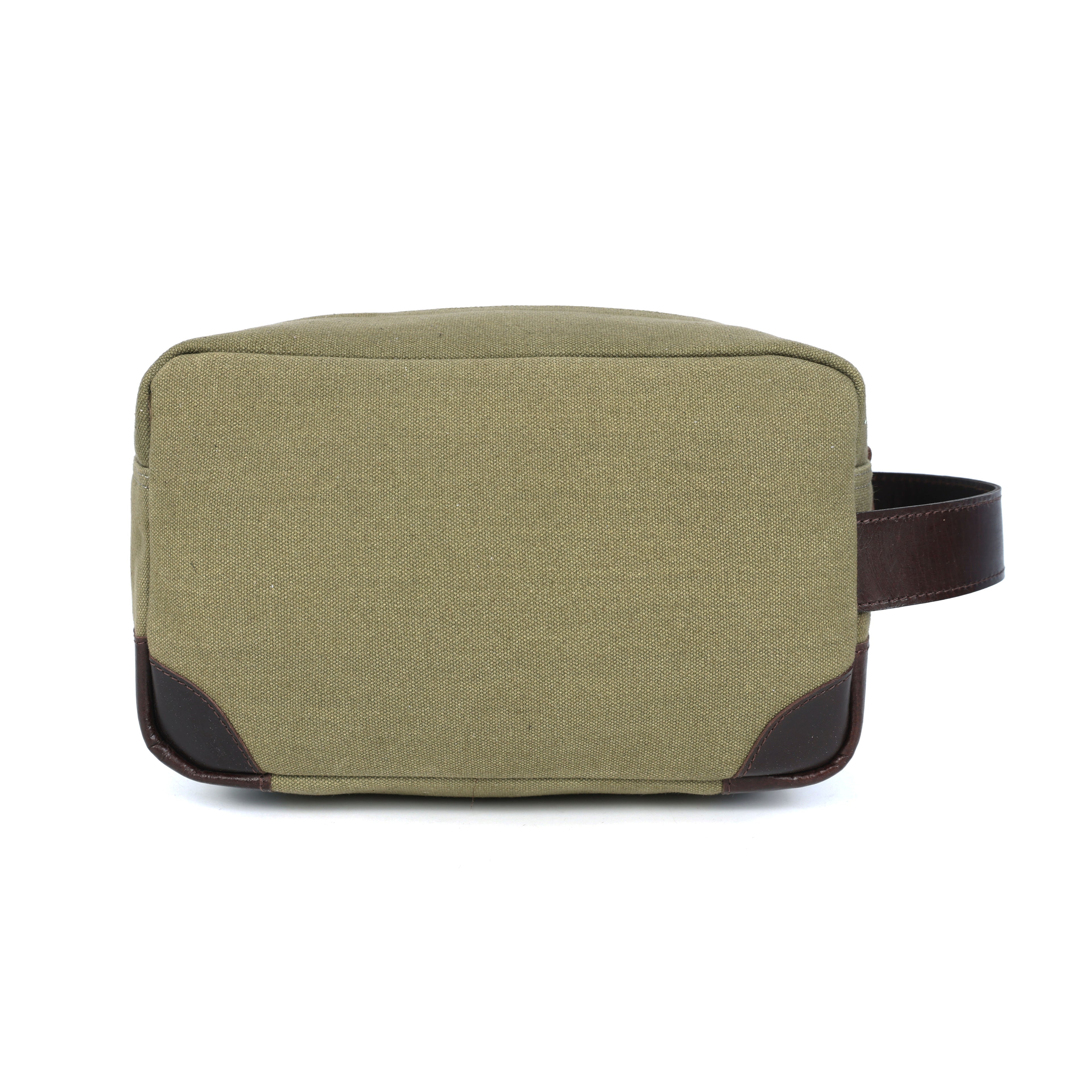 Urban Voyager Dopp Kit – Olive Canvas & Brown Leather Travel Toiletry Bag