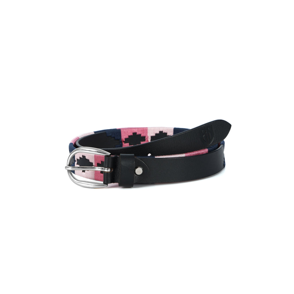 Rosaria (Ladies’ Polo Belt with Silver Buckle – Argentinian Handcrafted Leather with Traditional Embroidered Patterns)