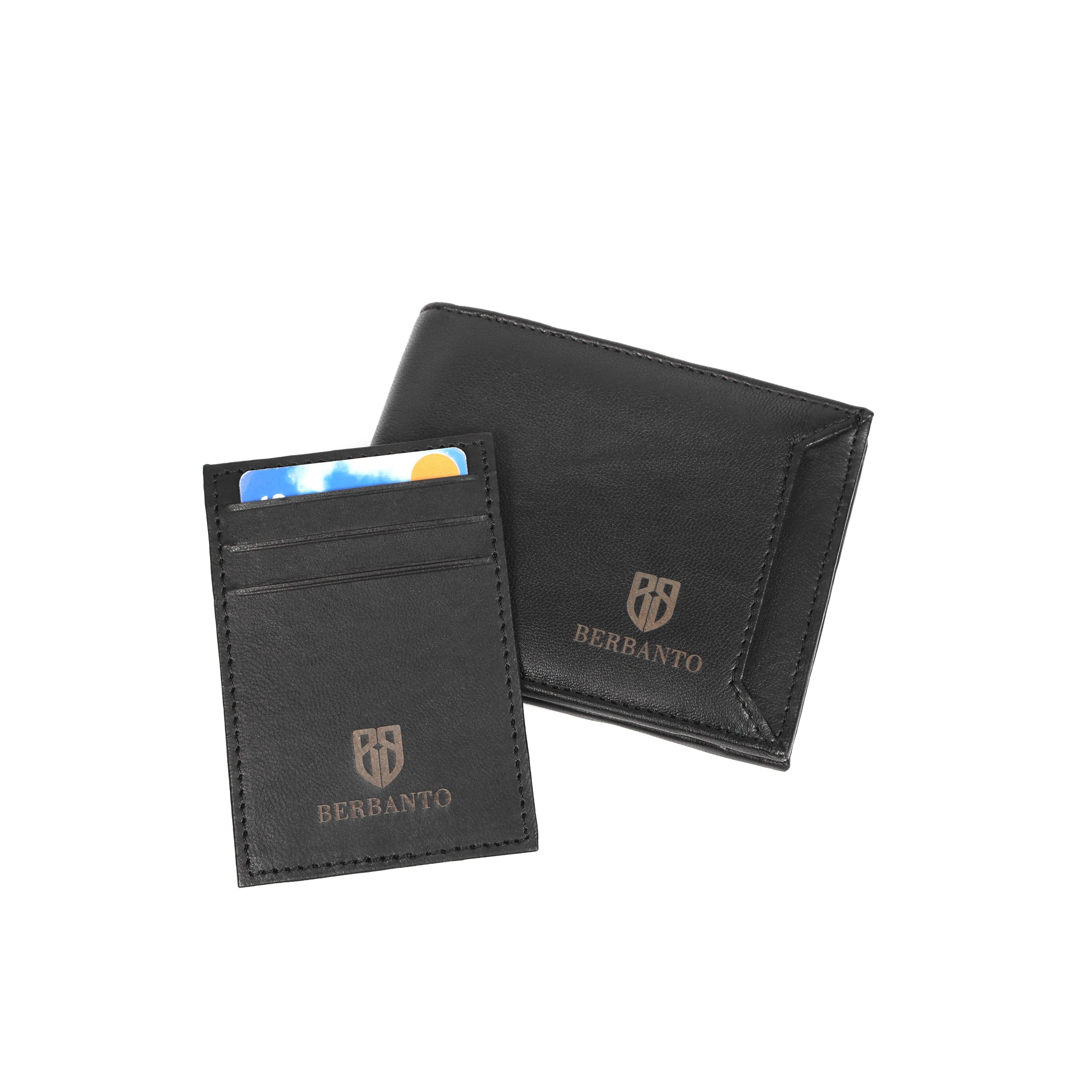Black Leather Wallet with Removable Card Holder