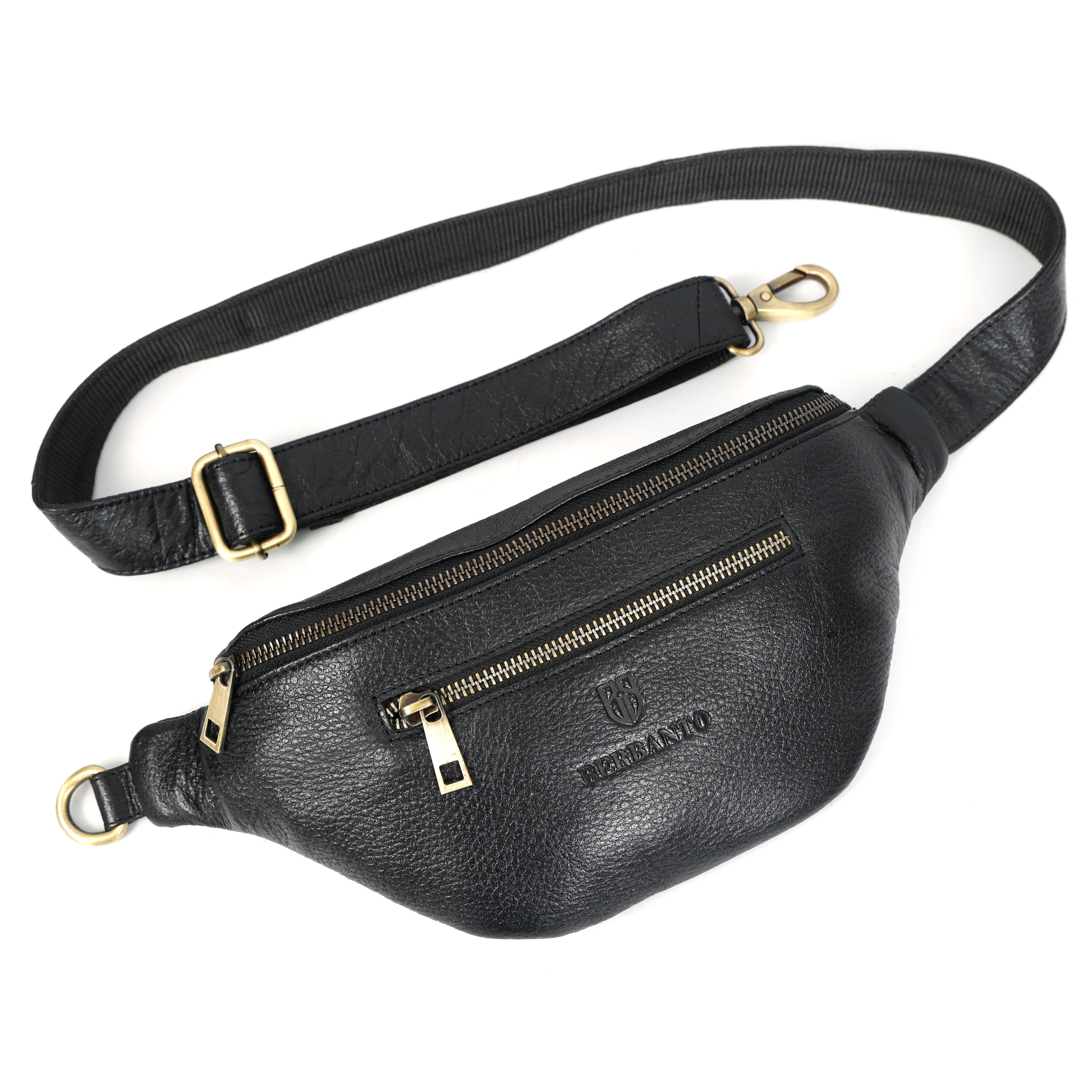 Berbanto Viceroy Sling | Midnight Black Leather Crossbody Bag for Men & Women