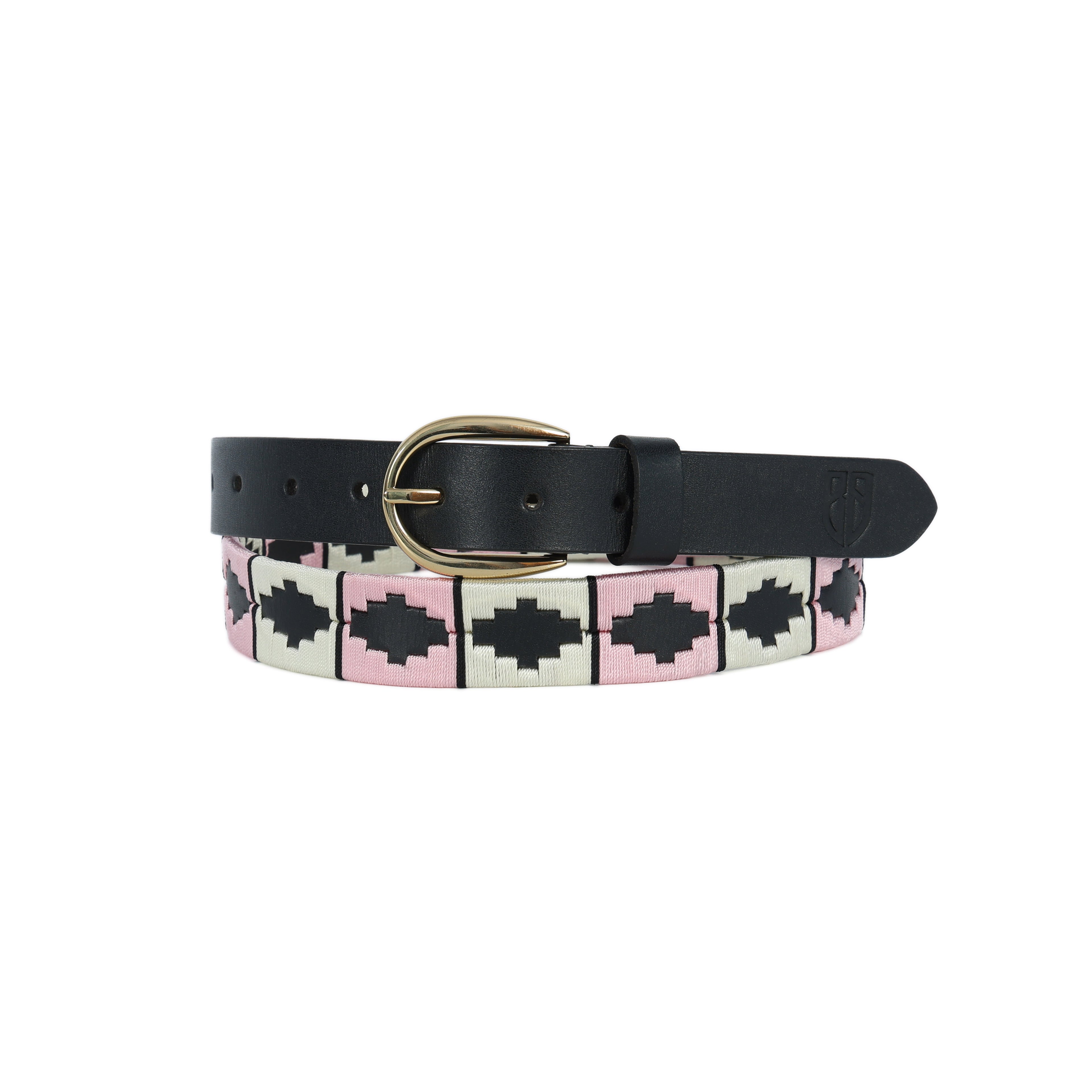 Celeste (Ladies’ Polo Belt with Golden Buckle – Argentinian Handcrafted Leather with Traditional Embroidered Patterns)
