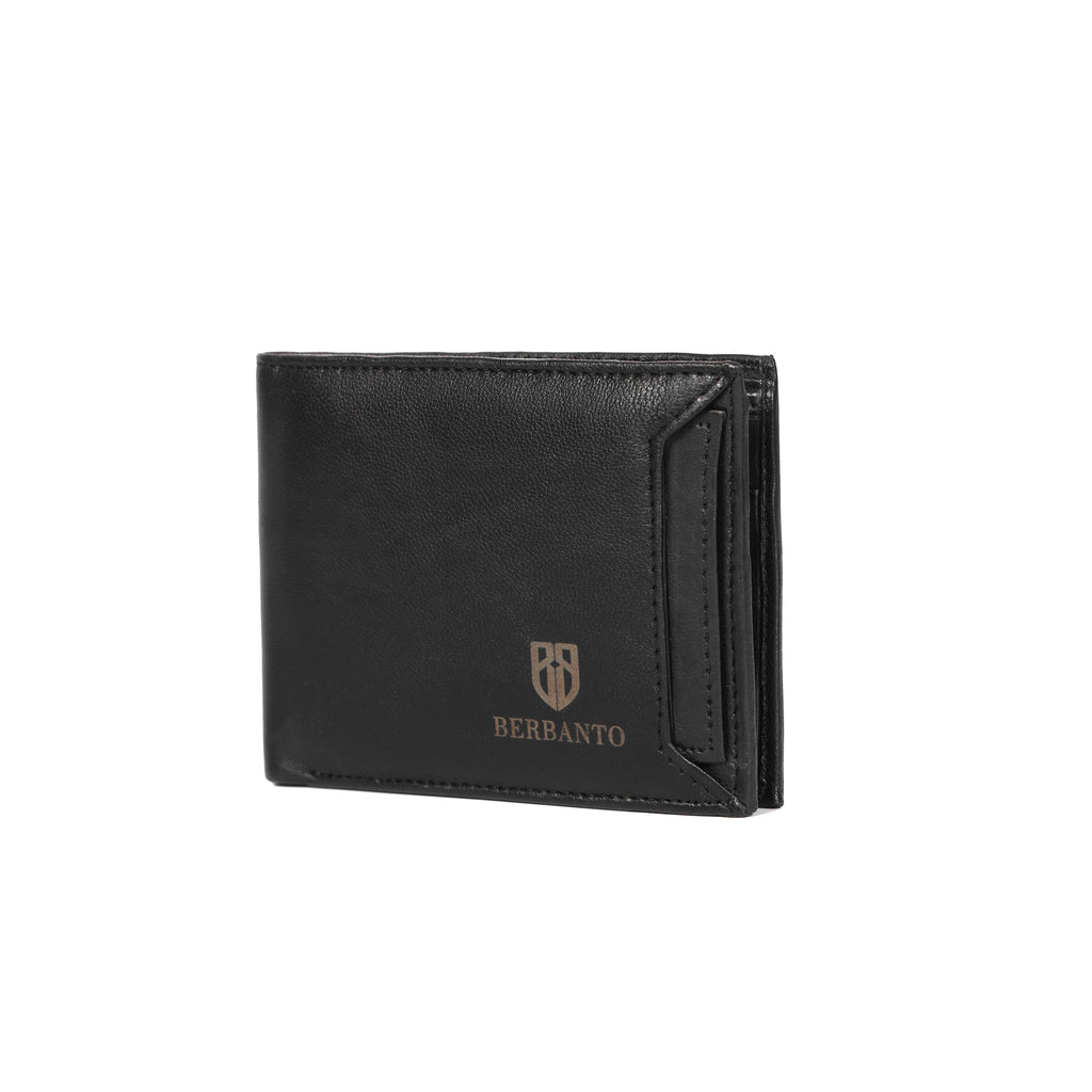 Black Leather Wallet with Removable Card Holder