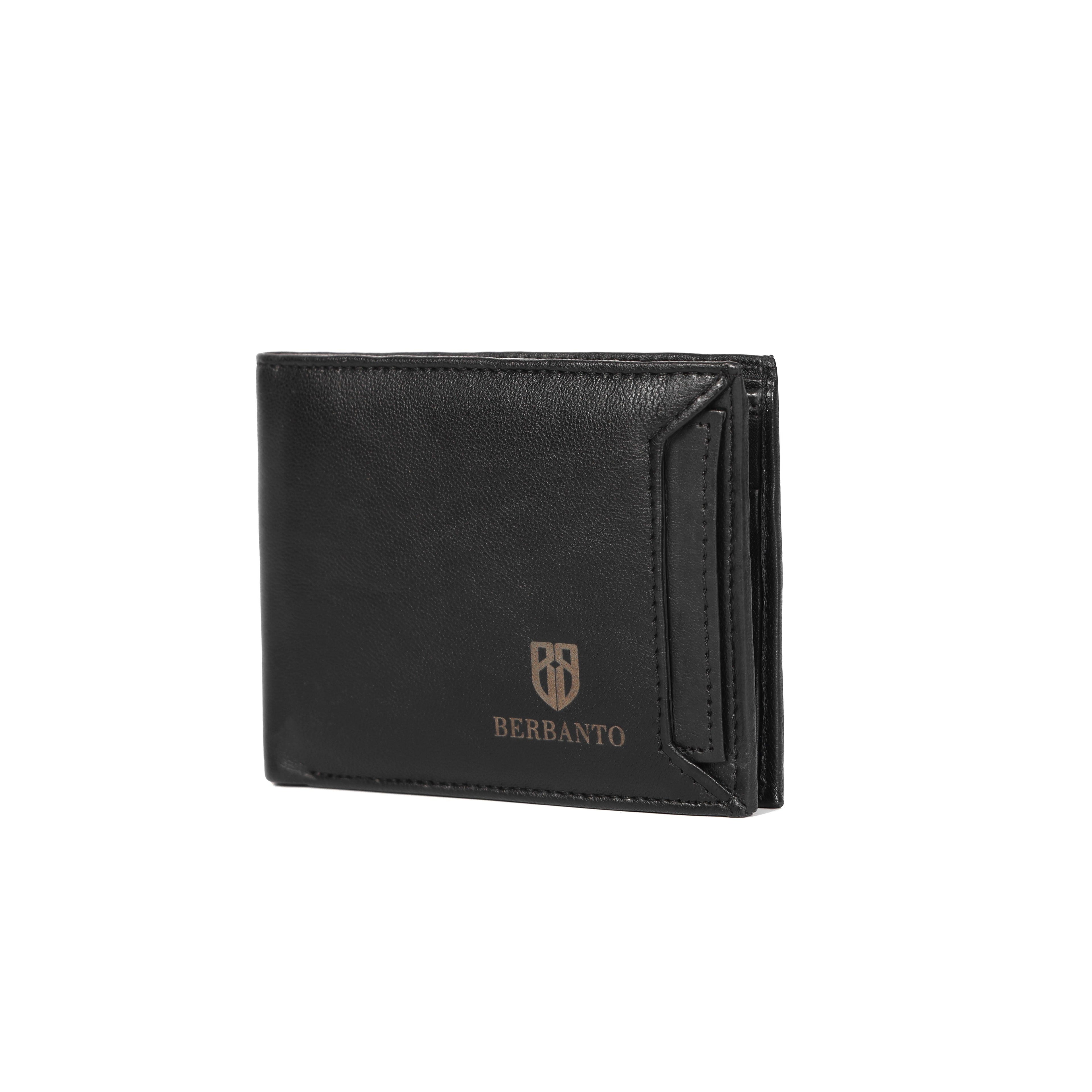 Black Leather Wallet with Removable Card Holder