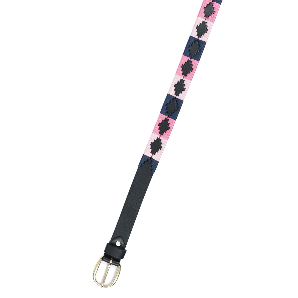 Rosaria (Ladies’ Polo Belt with Golden Buckle – Argentinian Handcrafted Leather with Traditional Embroidered Patterns)