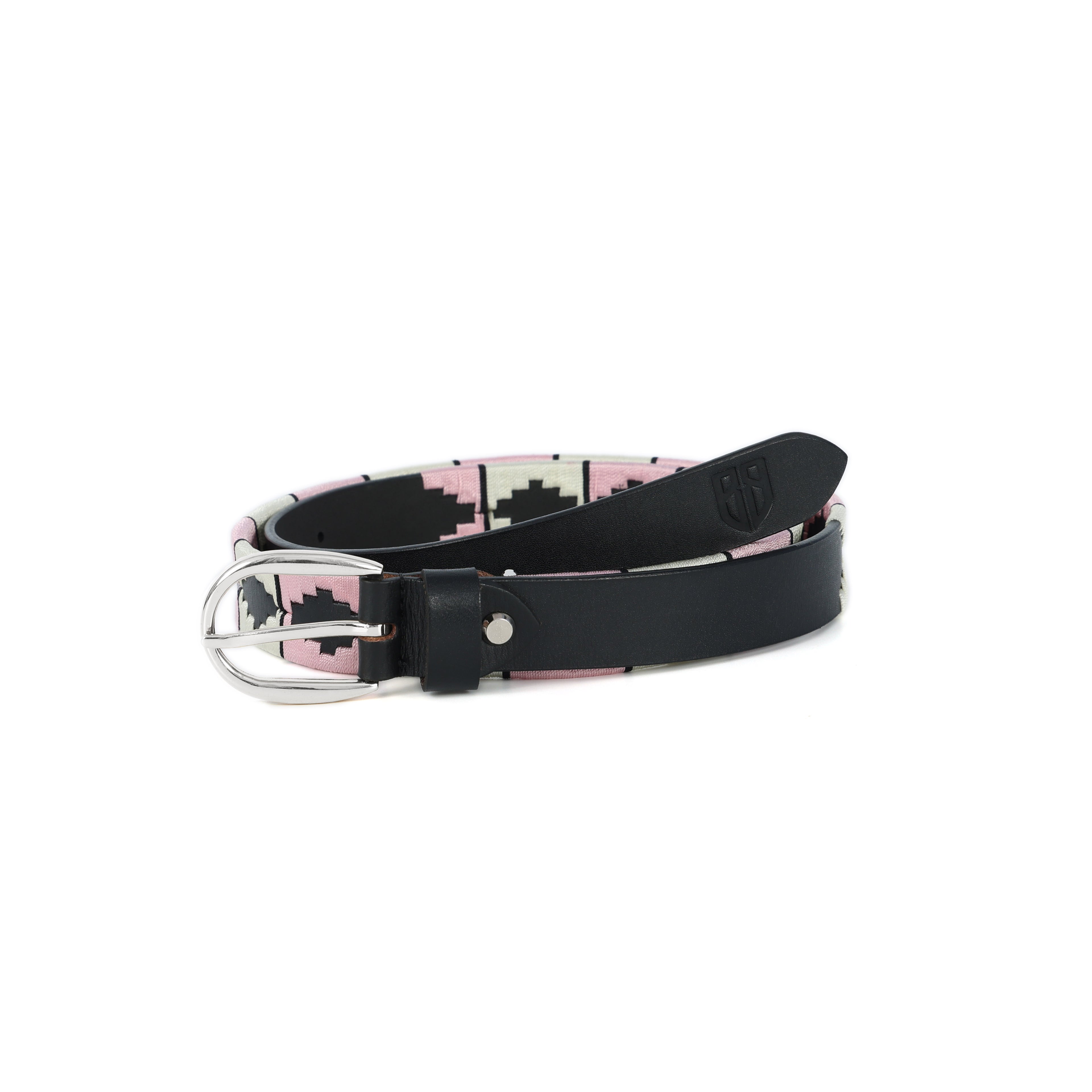 Celeste (Ladies’ Polo Belt with Silver Buckle – Argentinian Handcrafted Leather with Traditional Embroidered Patterns)