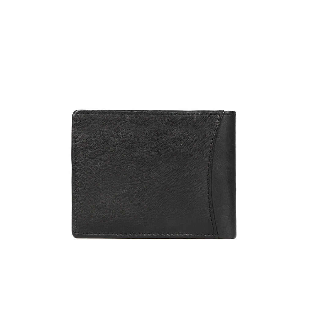 Black Leather Wallet with Transparent ID Card Slot