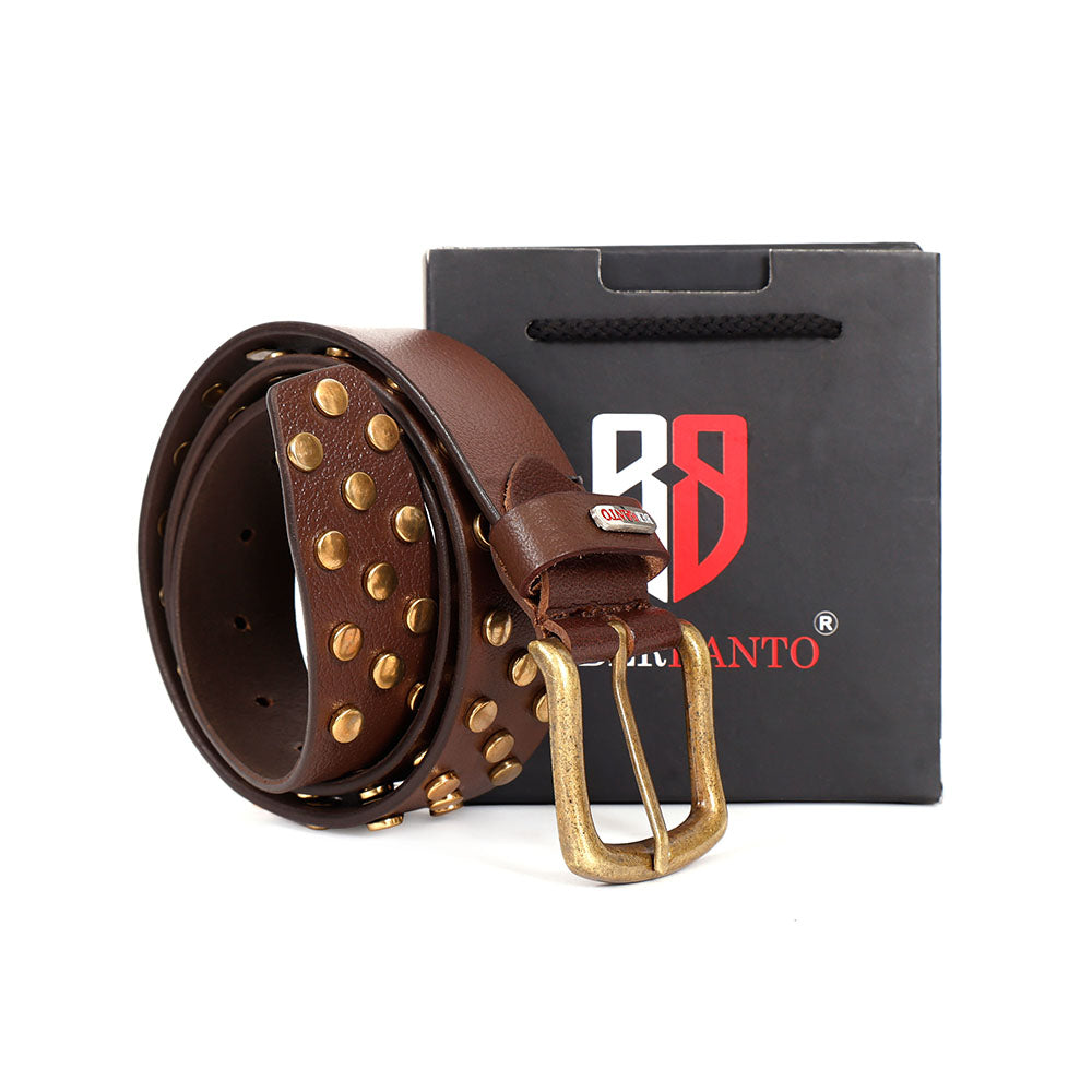 Berbanto Goldrush Full-Grain Studded Leather Belt