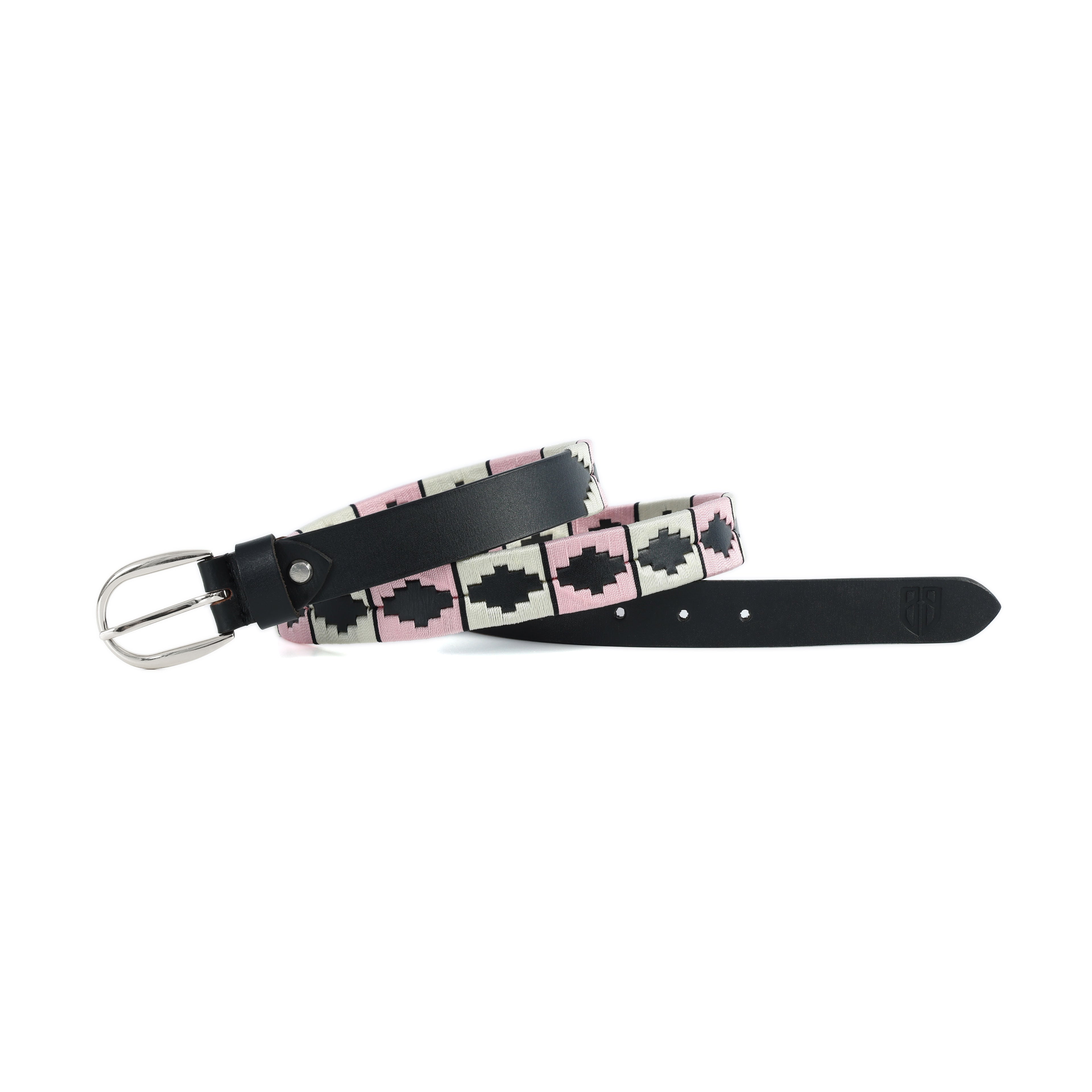 Celeste (Ladies’ Polo Belt with Silver Buckle – Argentinian Handcrafted Leather with Traditional Embroidered Patterns)