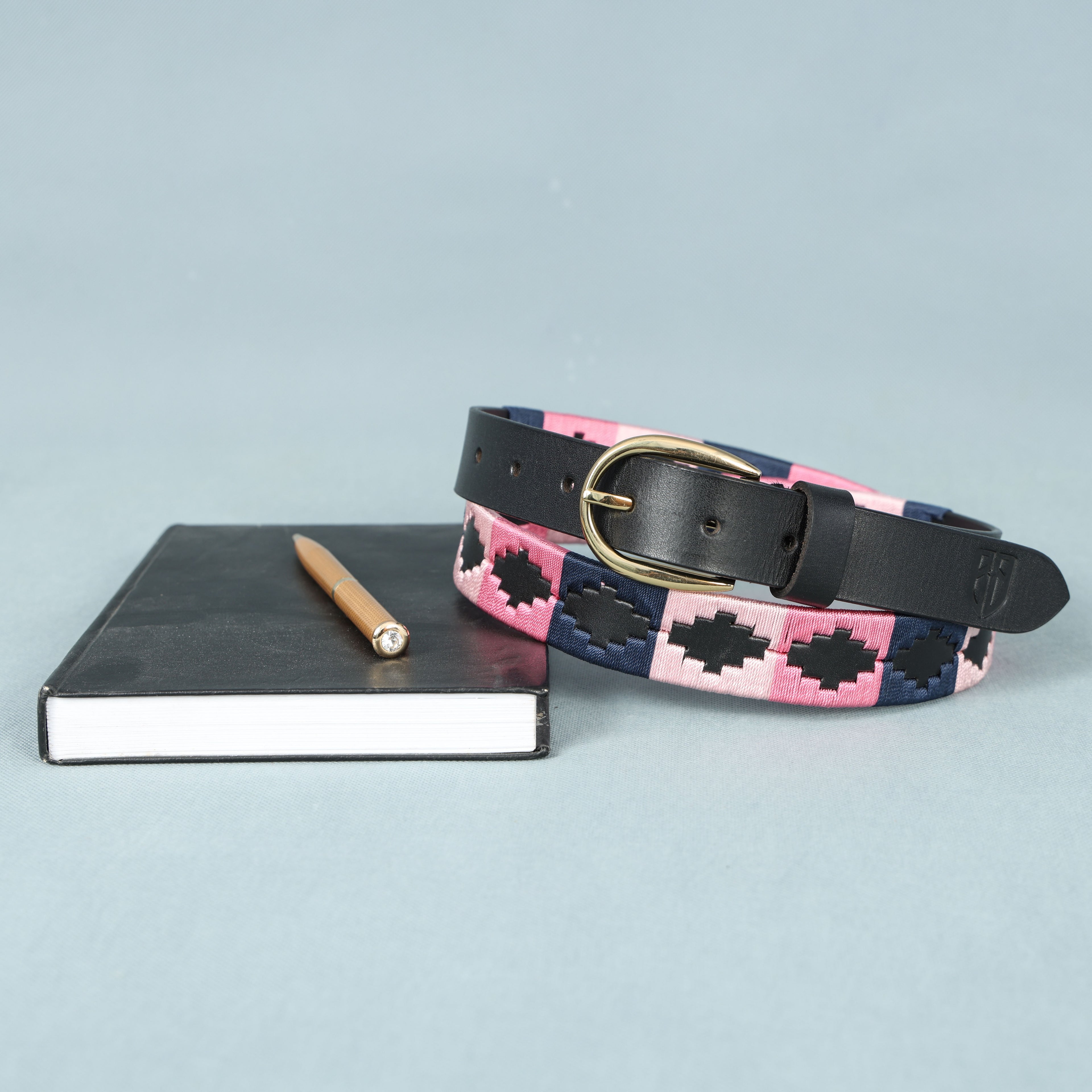 Rosaria (Ladies’ Polo Belt with Golden Buckle – Argentinian Handcrafted Leather with Traditional Embroidered Patterns)