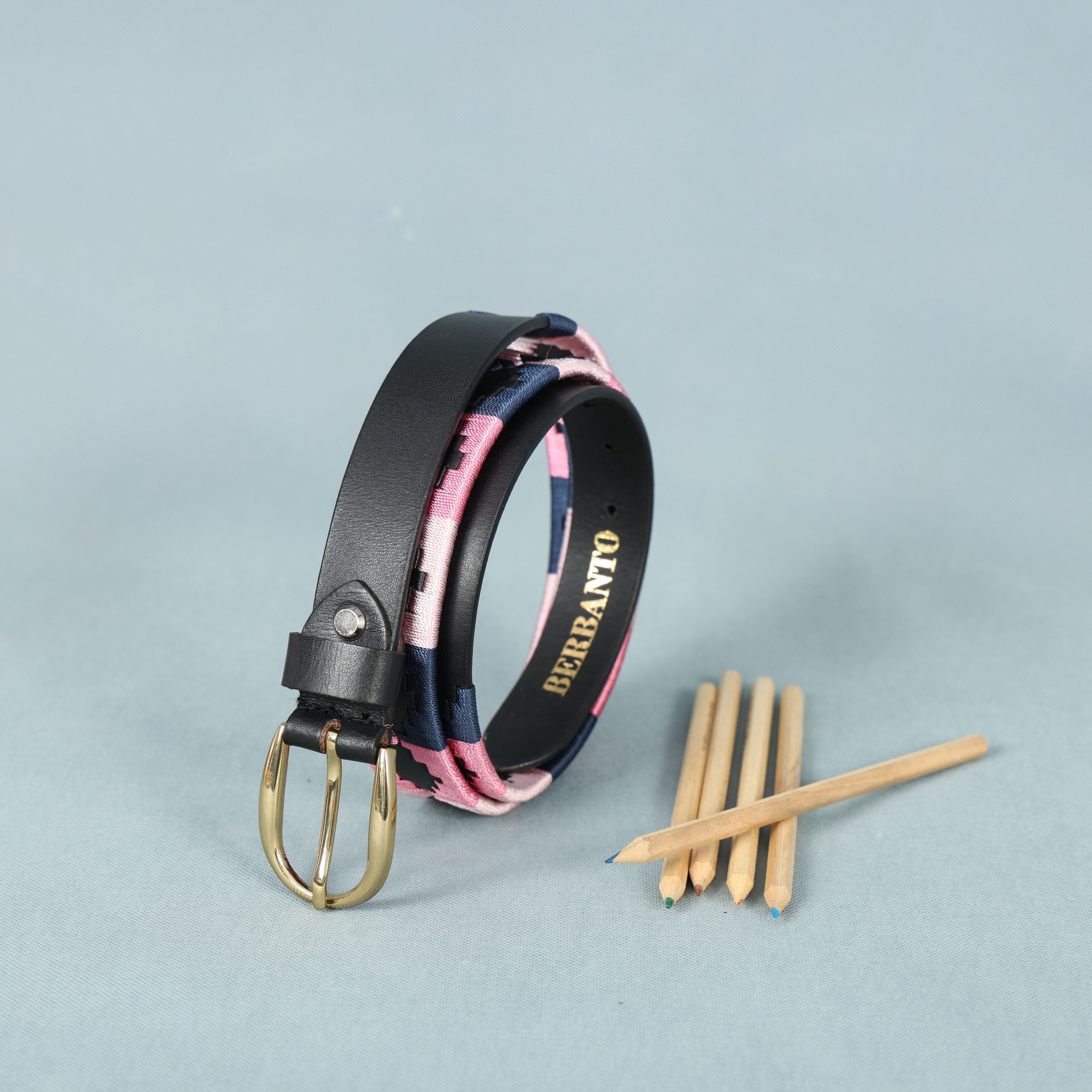 Rosaria (Ladies’ Polo Belt with Golden Buckle – Argentinian Handcrafted Leather with Traditional Embroidered Patterns)