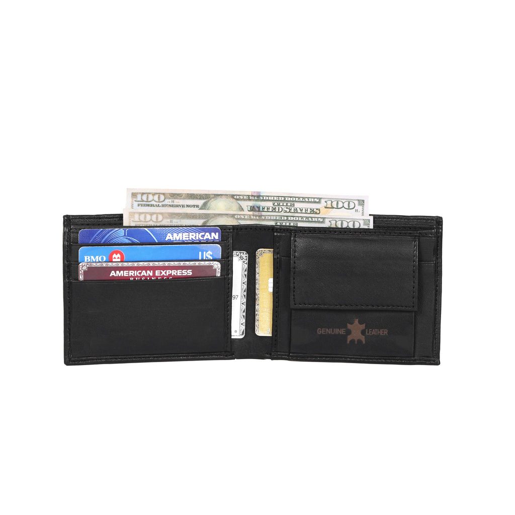 Black Leather Wallet with Removable Card Holder
