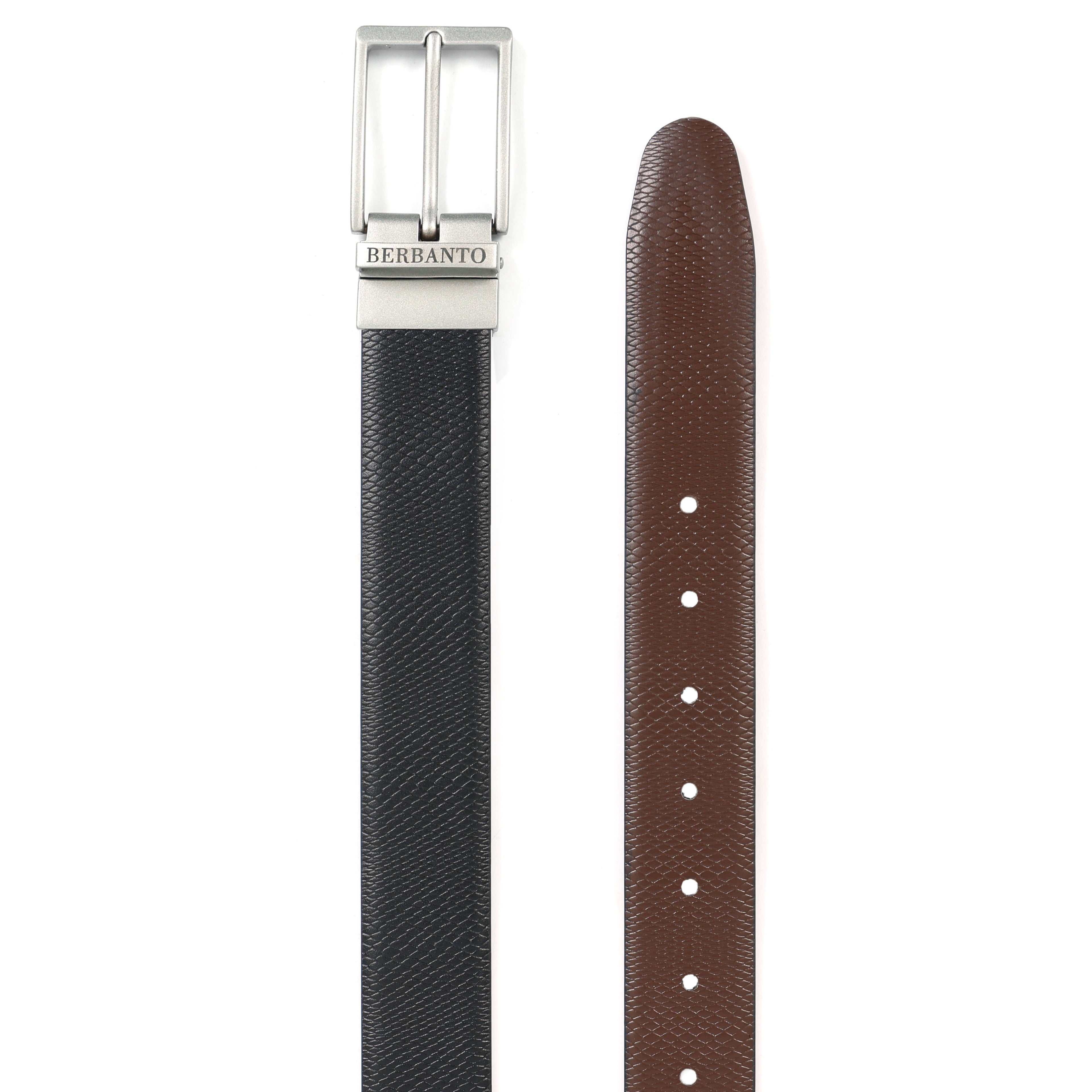 Berbanto Diamond Weave Reversible Belt – Silver Buckle