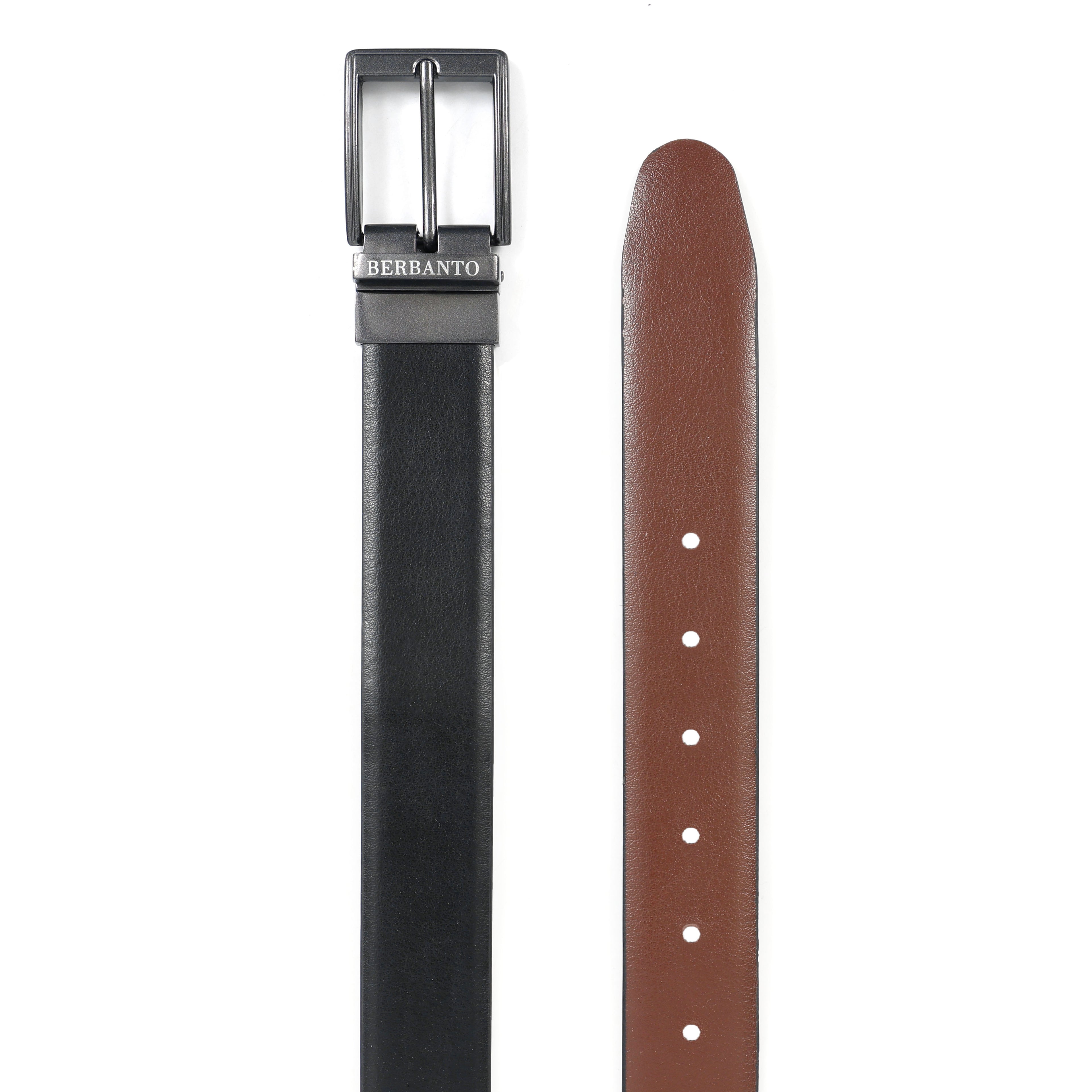 Berbanto Classic Smooth Reversible Belt – Gunmetal Buckle