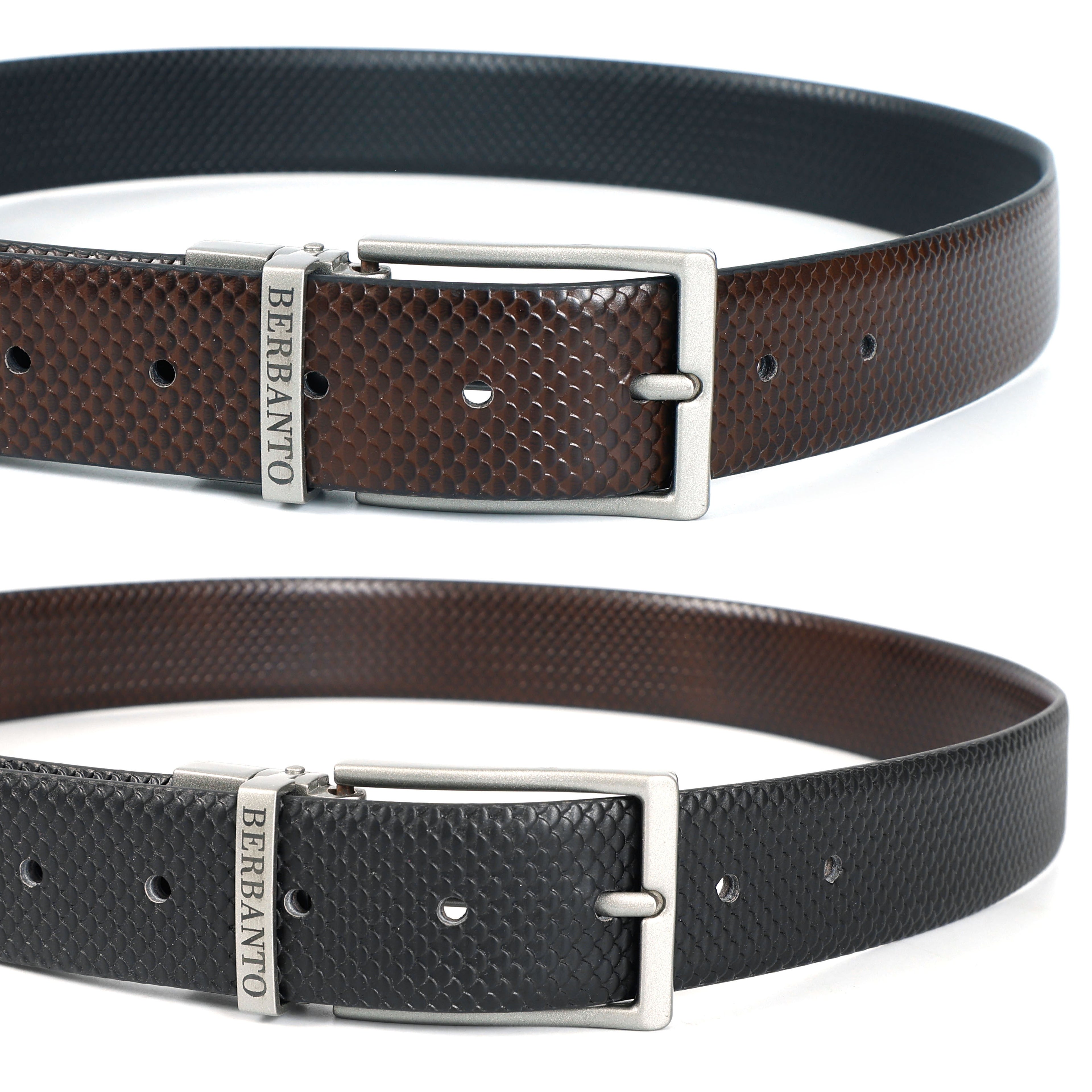 Berbanto Honeycomb Reversible Belt – Silver Buckle