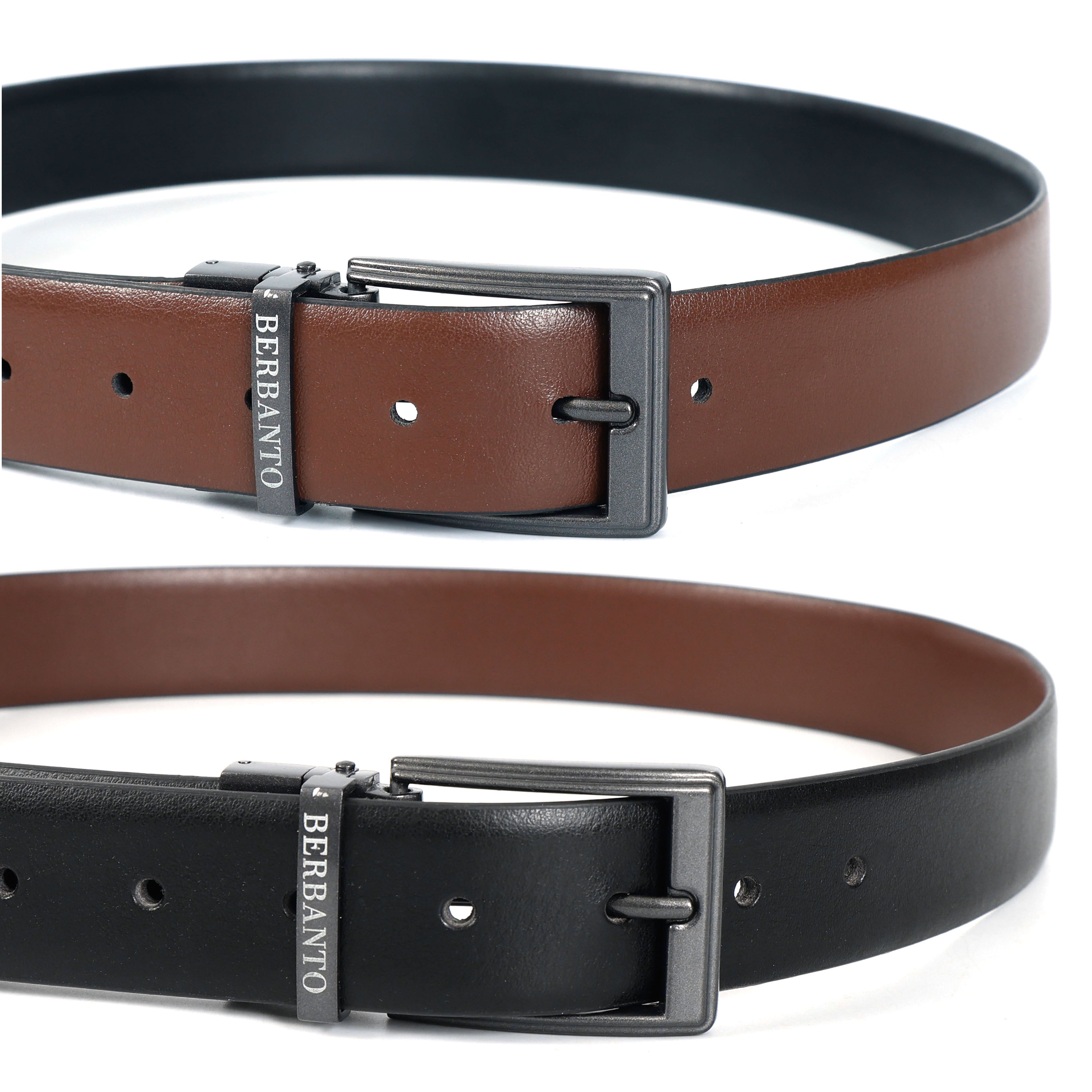 Berbanto Classic Smooth Reversible Belt – Gunmetal Buckle