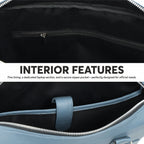 Steel-Blue Full-Grain Leather Laptop Bag