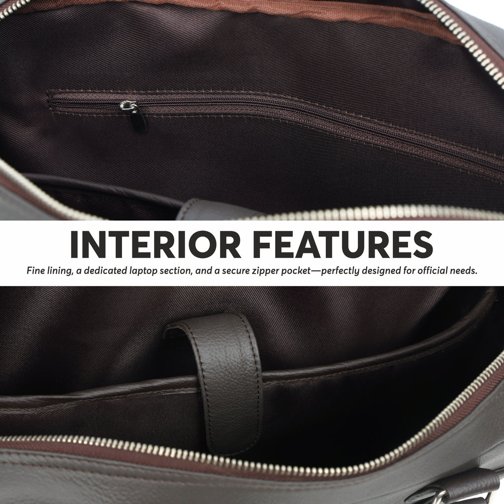 Dark Brown Full-Grain Leather Laptop Bag