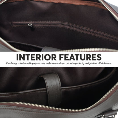 Dark Brown Full-Grain Leather Laptop Bag