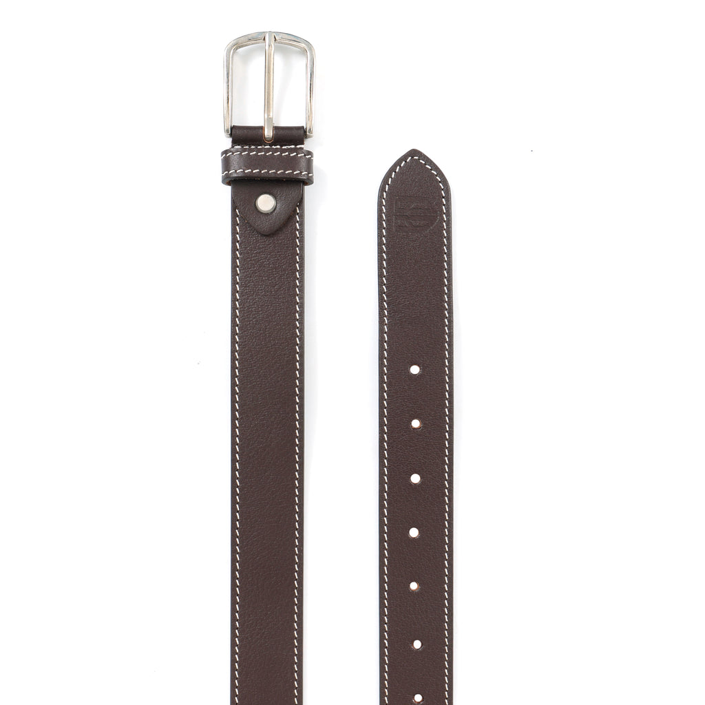 Berbanto Oxford Stitch Leather Belt - Dark Brown