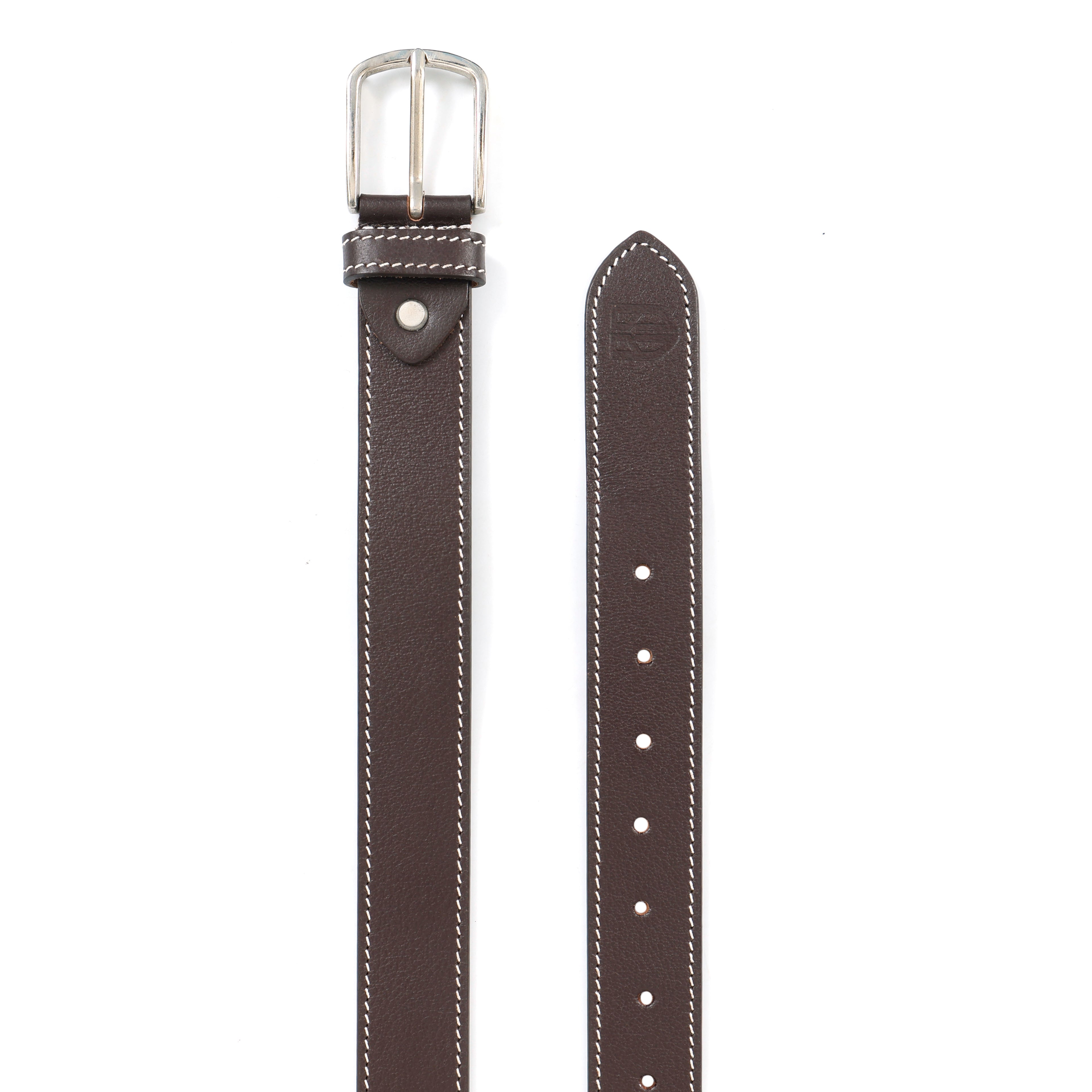 Berbanto Oxford Stitch Leather Belt - Dark Brown