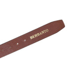 Brown Polo Leather Belt with Blue, Cream, and Brown Stitching & Silver Buckle