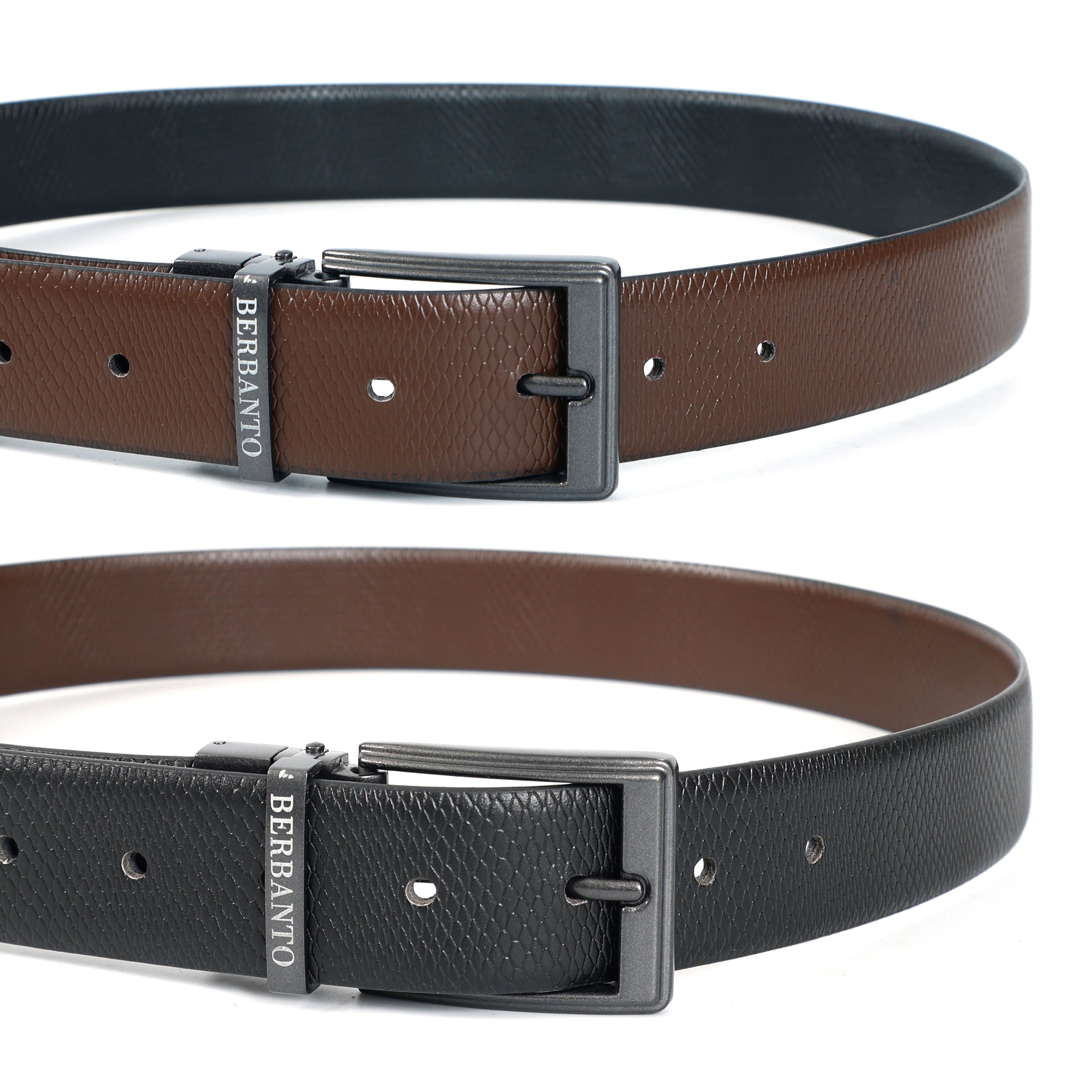 Berbanto Diamond Weave Reversible Belt – Gunmetal Buckle