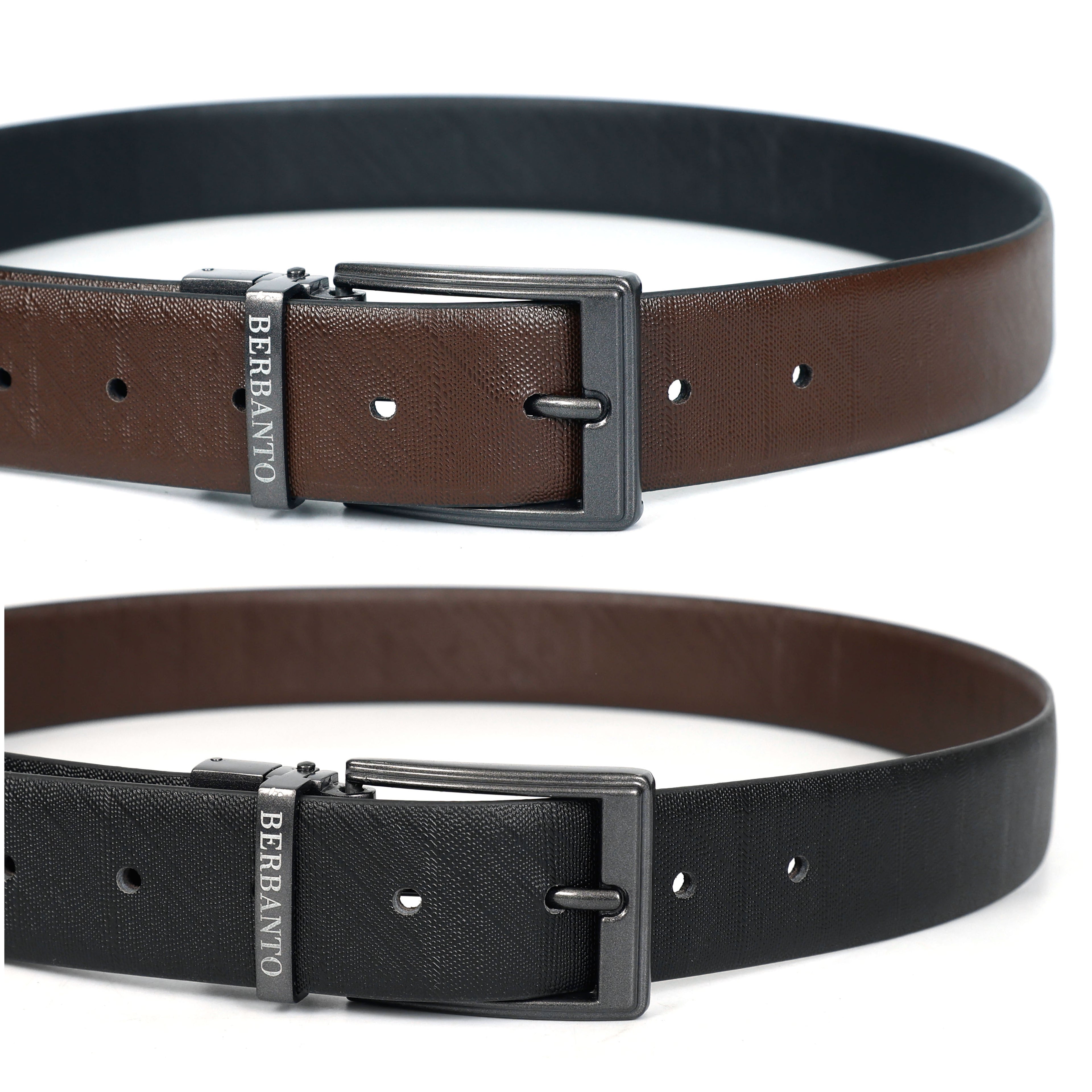 Berbanto Saffiano Prime Reversible Belt – Gunmetal Buckle