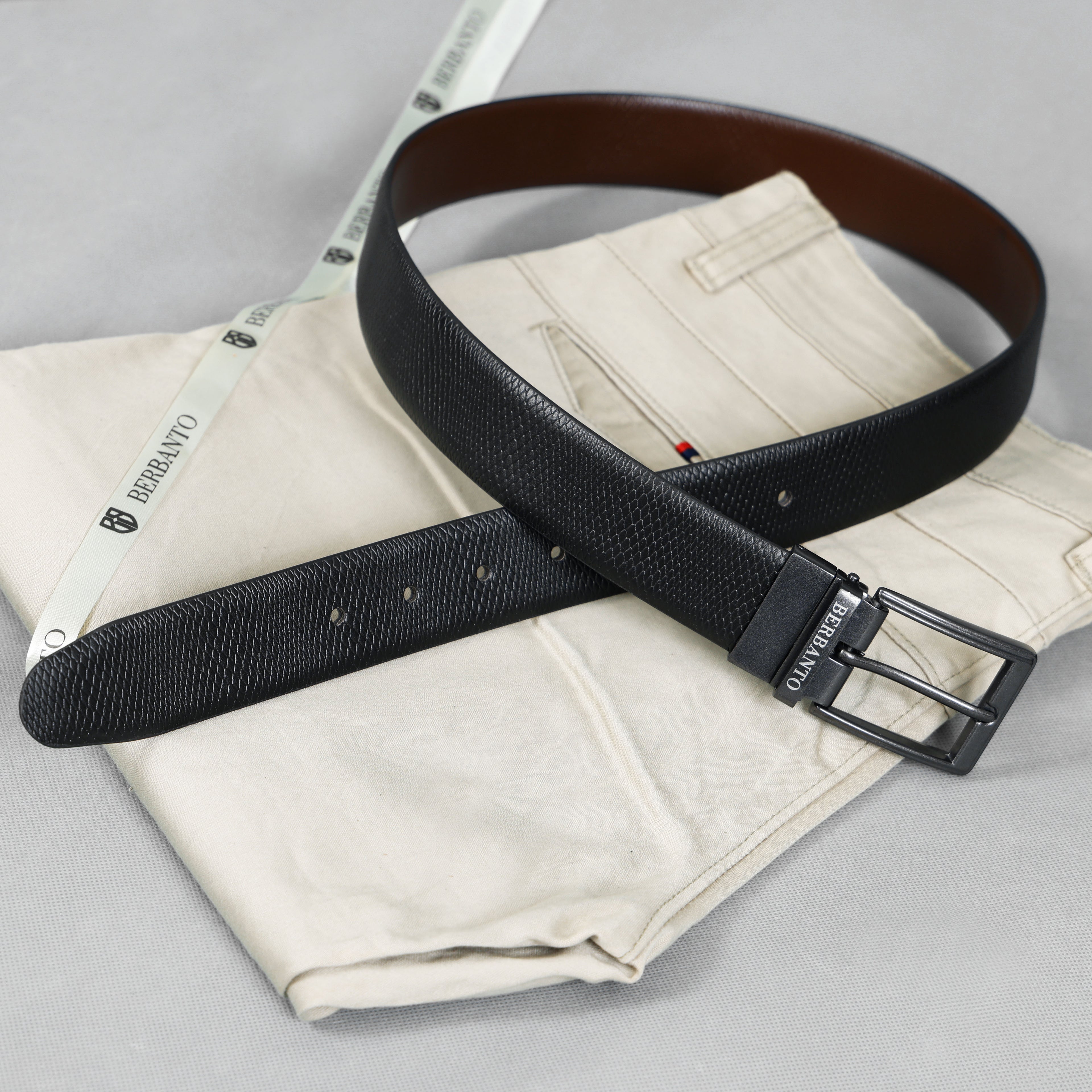 Berbanto Diamond Weave Reversible Belt – Gunmetal Buckle