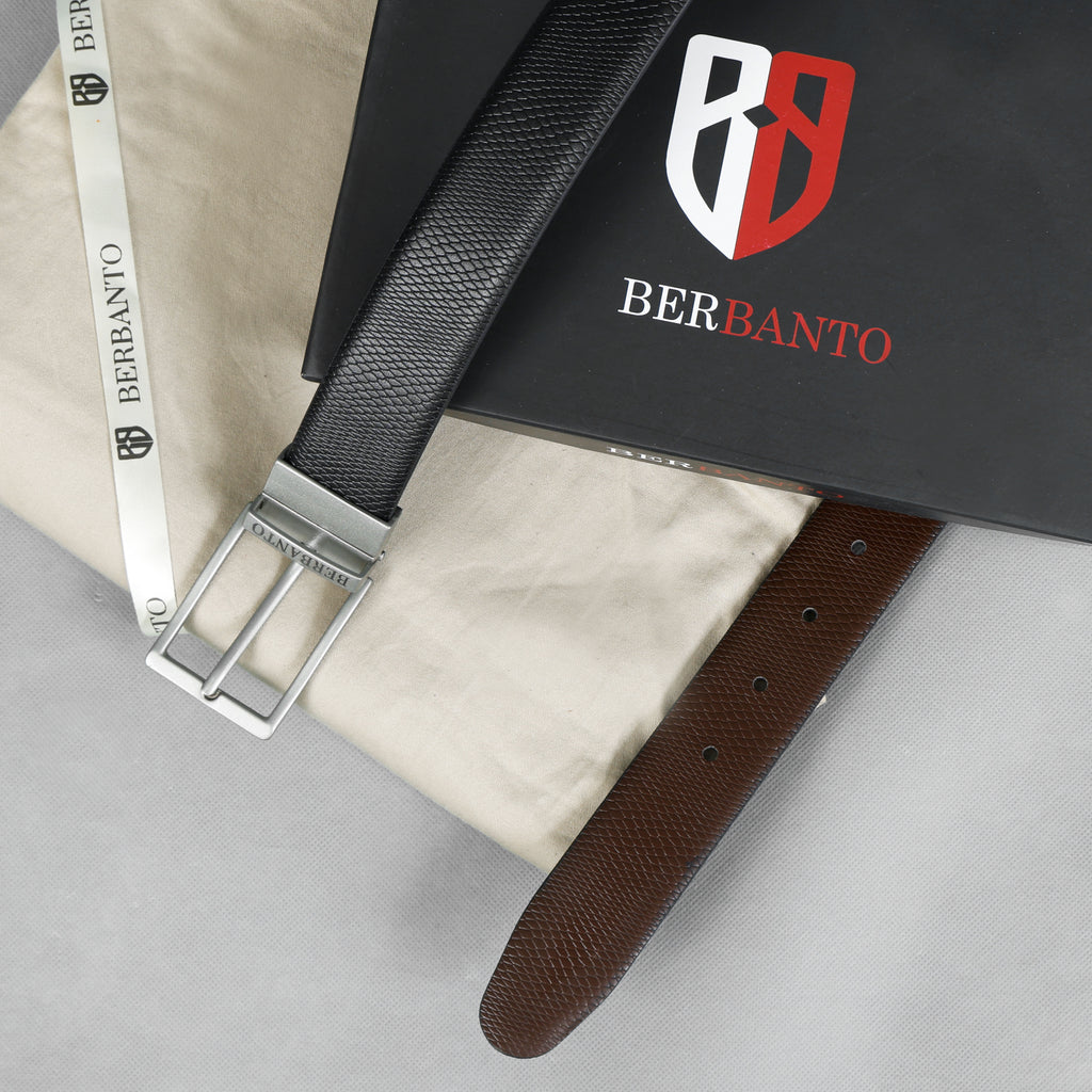 Berbanto Diamond Weave Reversible Belt – Silver Buckle