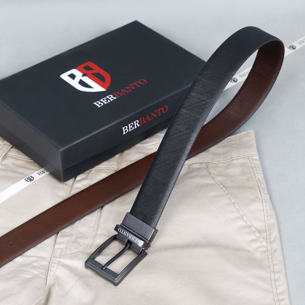 Berbanto Saffiano Prime Reversible Belt – Gunmetal Buckle