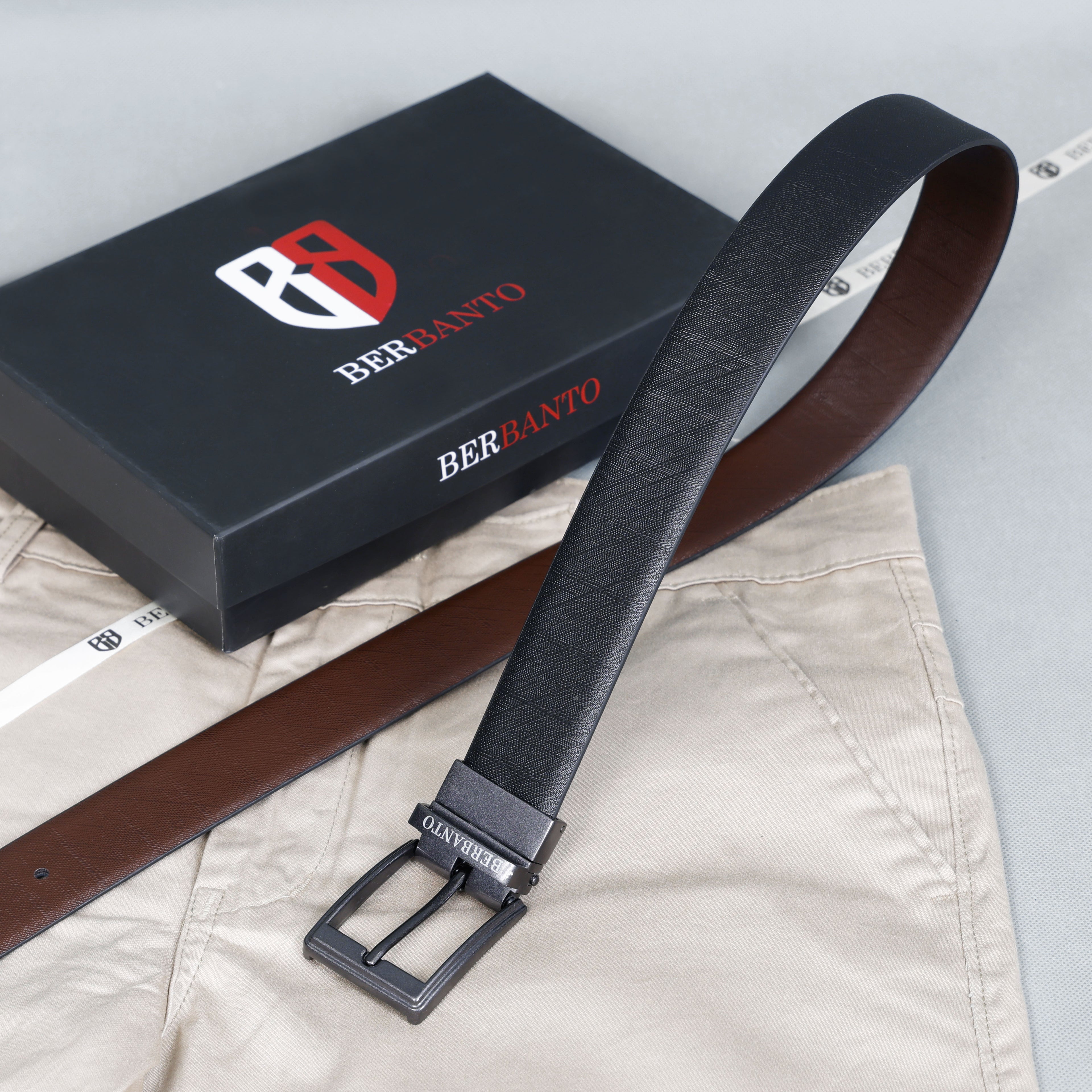 Berbanto Saffiano Prime Reversible Belt – Gunmetal Buckle