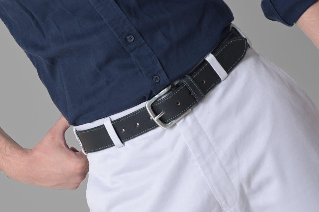 Designer Black Stitching Leather Belt