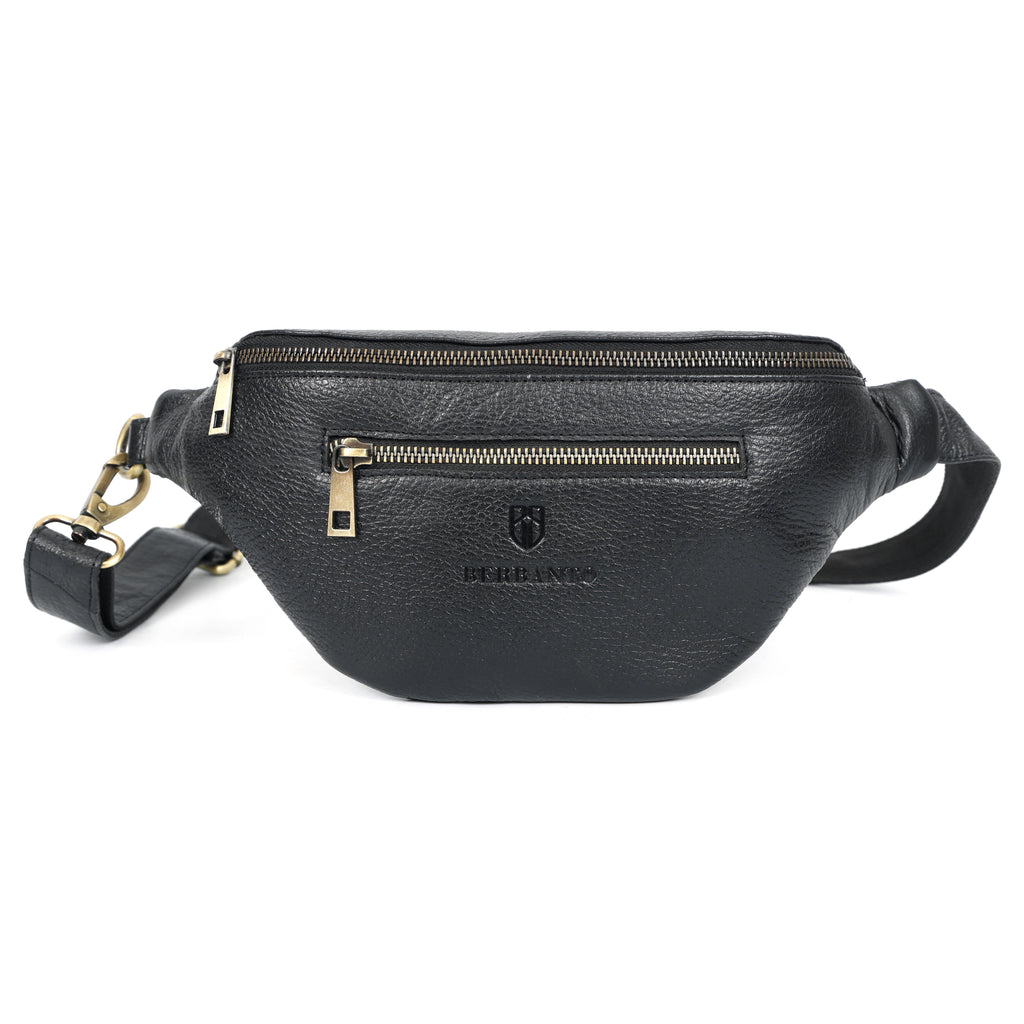 Berbanto Viceroy Sling | Midnight Black Leather Crossbody Bag for Men & Women