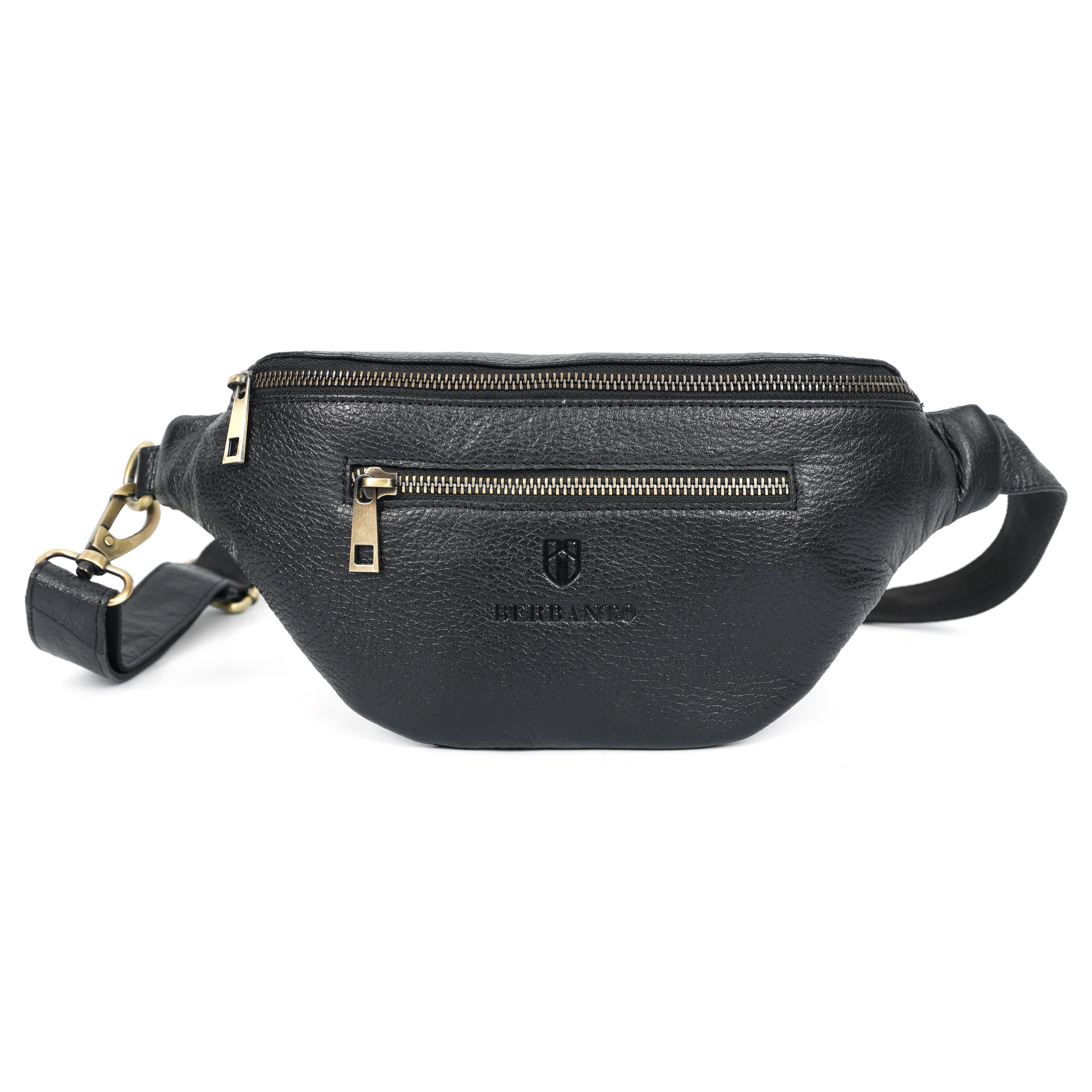Berbanto Viceroy Sling | Midnight Black Leather Crossbody Bag for Men & Women