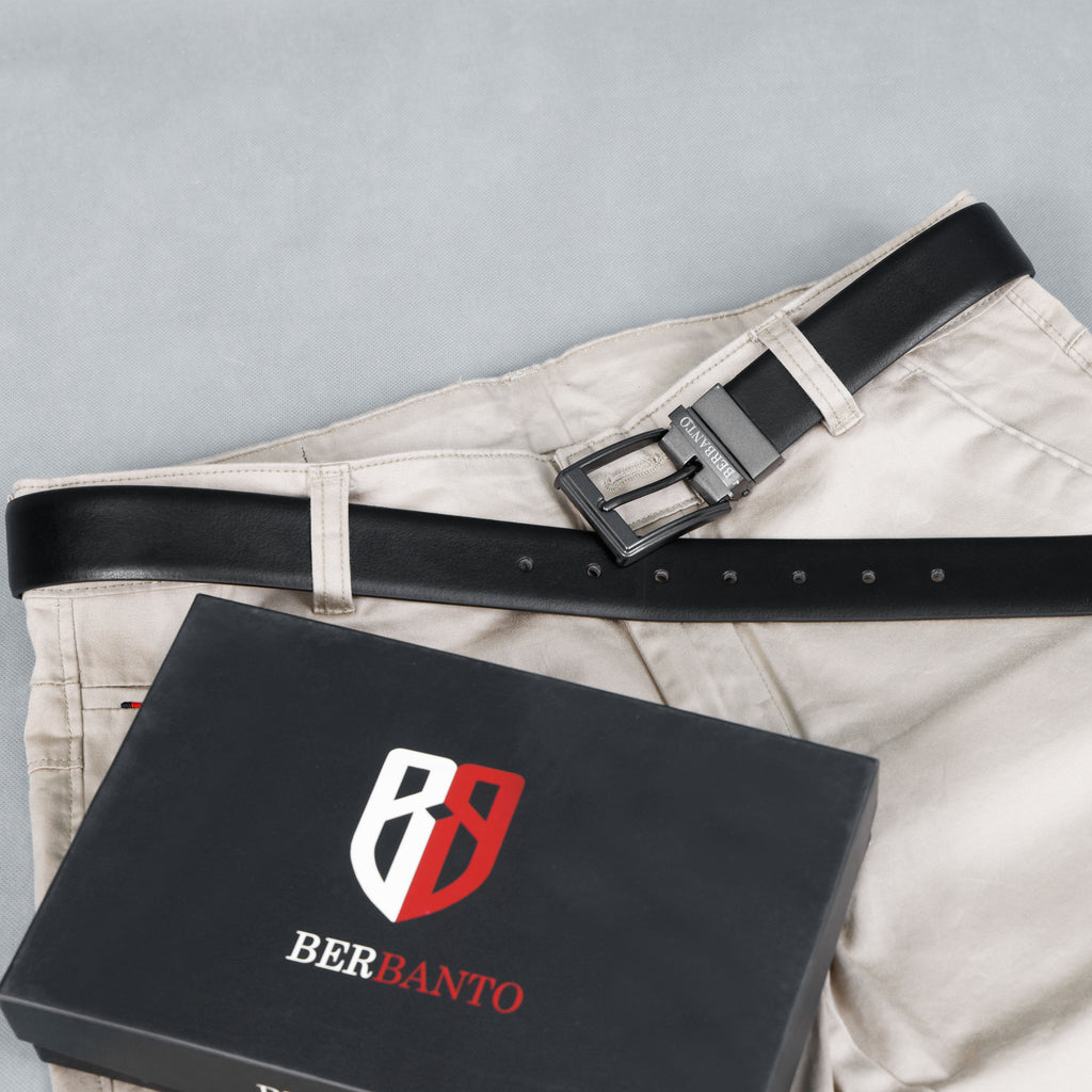 Berbanto Classic Smooth Reversible Belt – Gunmetal Buckle