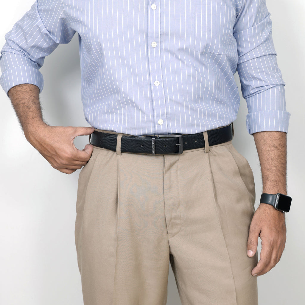 Berbanto Diamond Weave Reversible Belt – Gunmetal Buckle