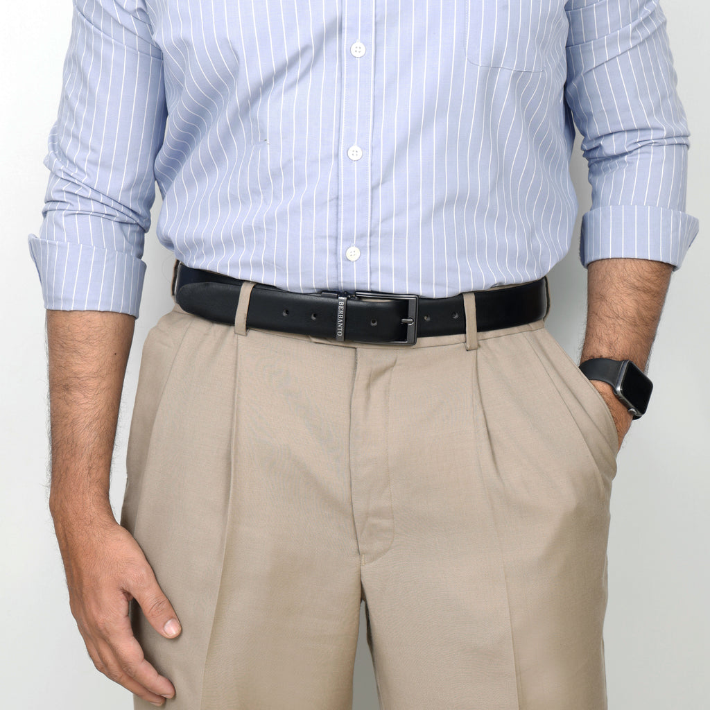 Berbanto Classic Smooth Reversible Belt – Gunmetal Buckle