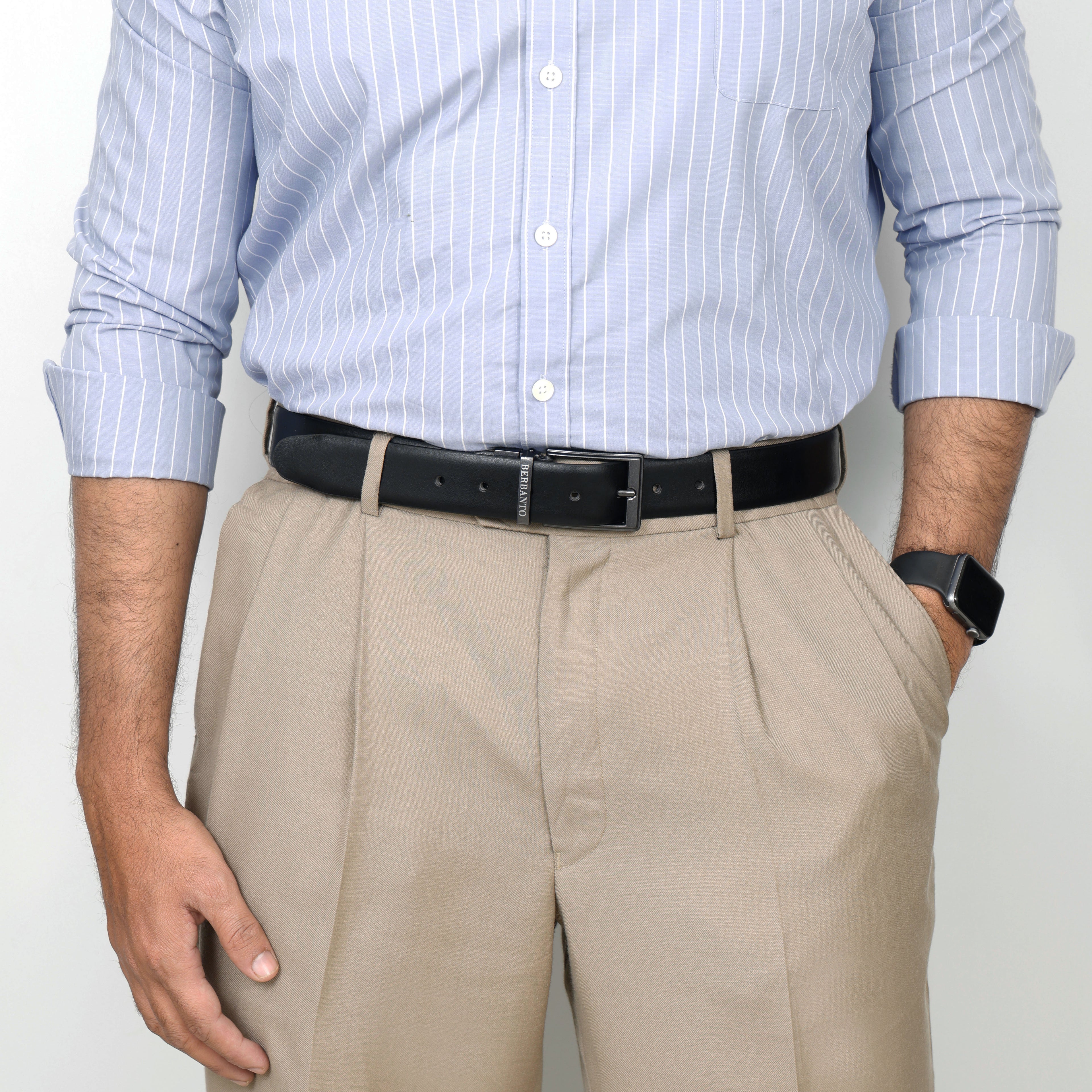 Berbanto Classic Smooth Reversible Belt – Gunmetal Buckle