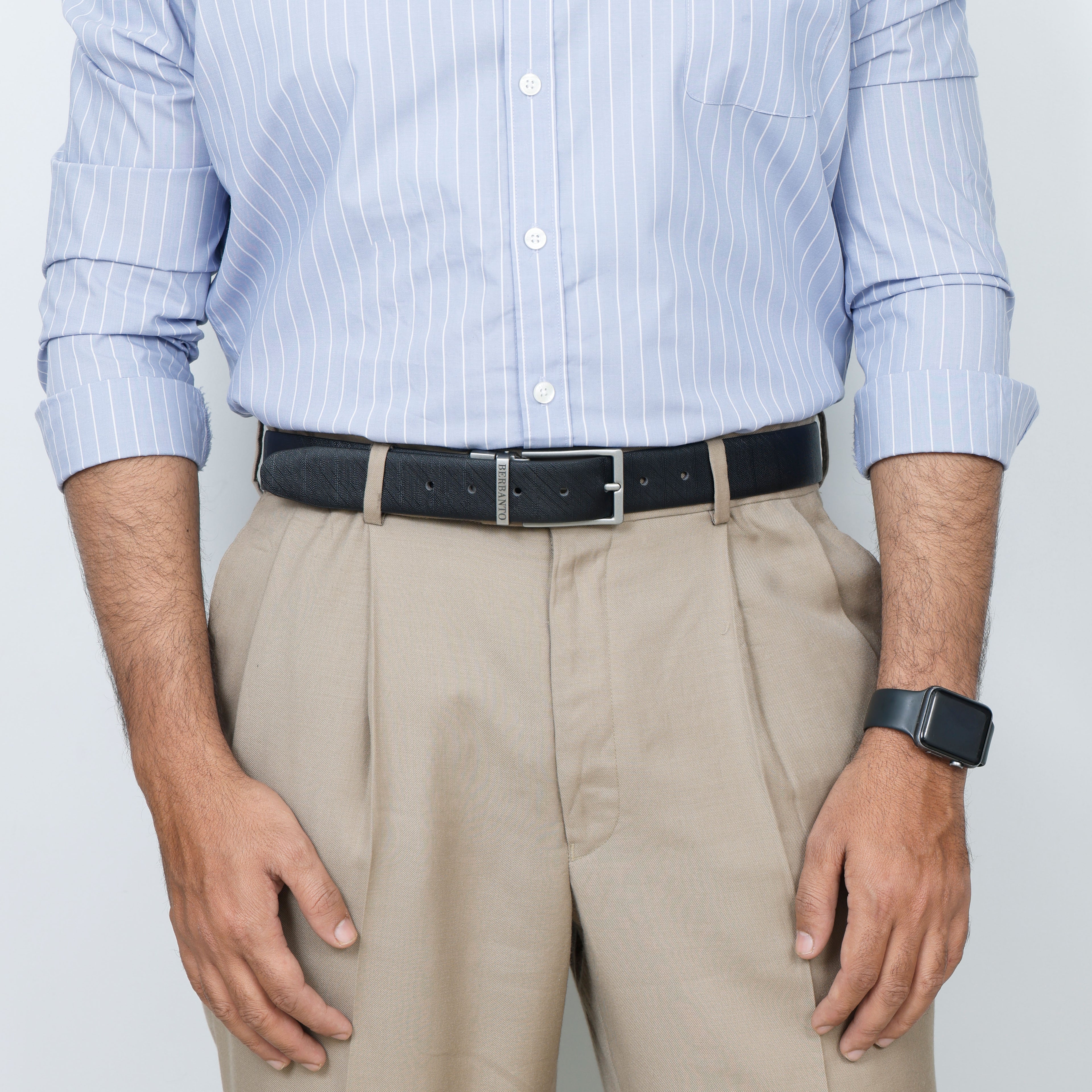 Berbanto Saffiano Prime Reversible Belt – Silver Buckle