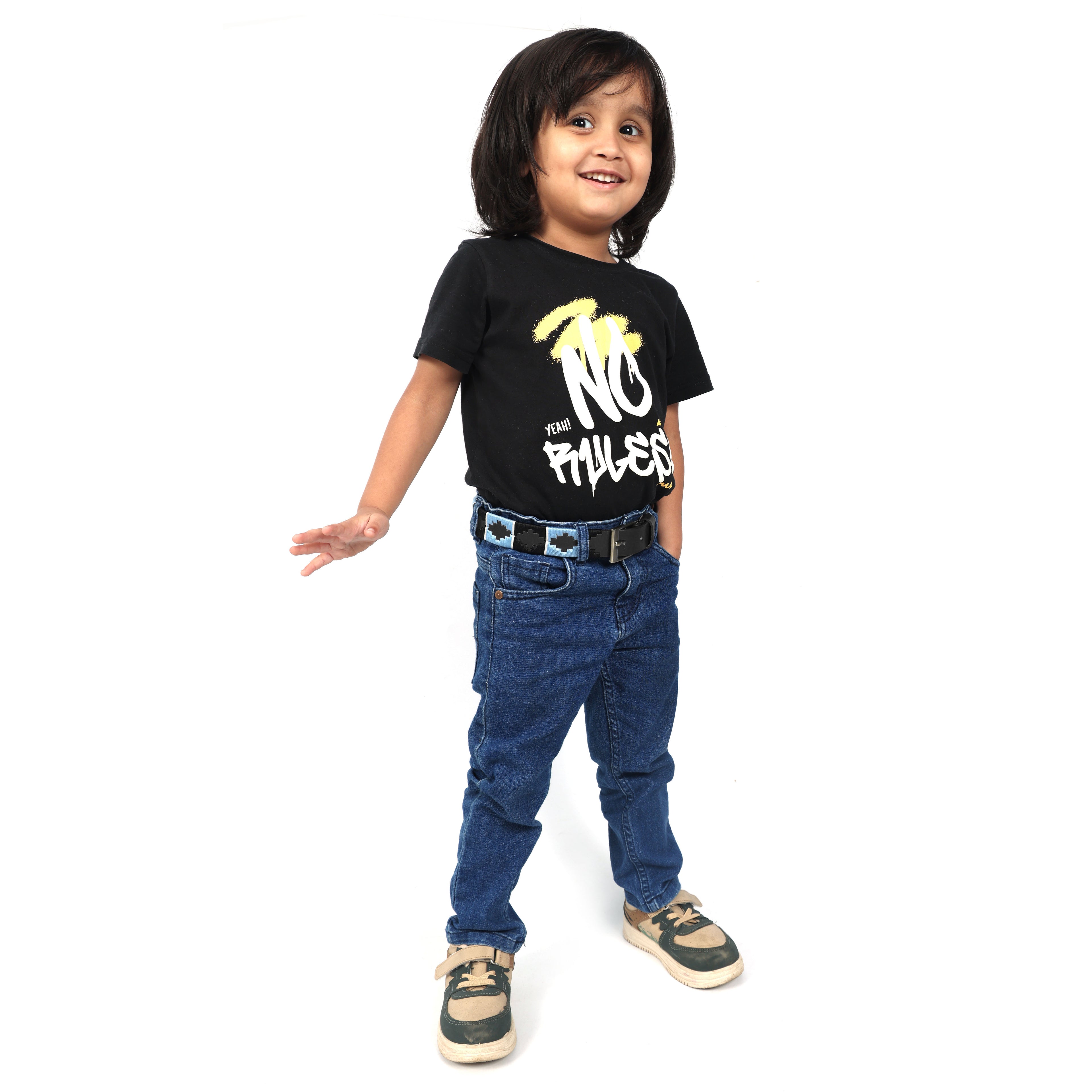 Berbanto Sierra Full-Grain Kids Polo Belt - Black Leather