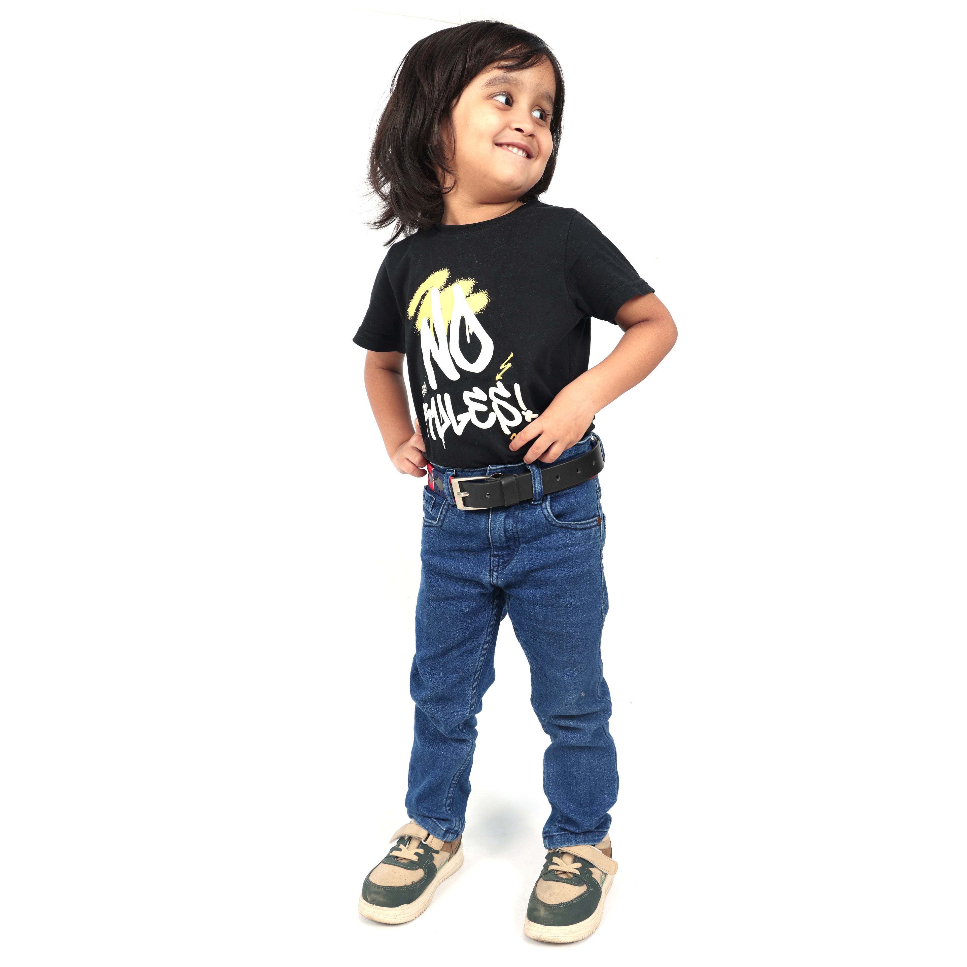 Kids Black Leather Polo Belt – Handcrafted with Red,Navy Blue with White border Embroidery | For Boys & Girls