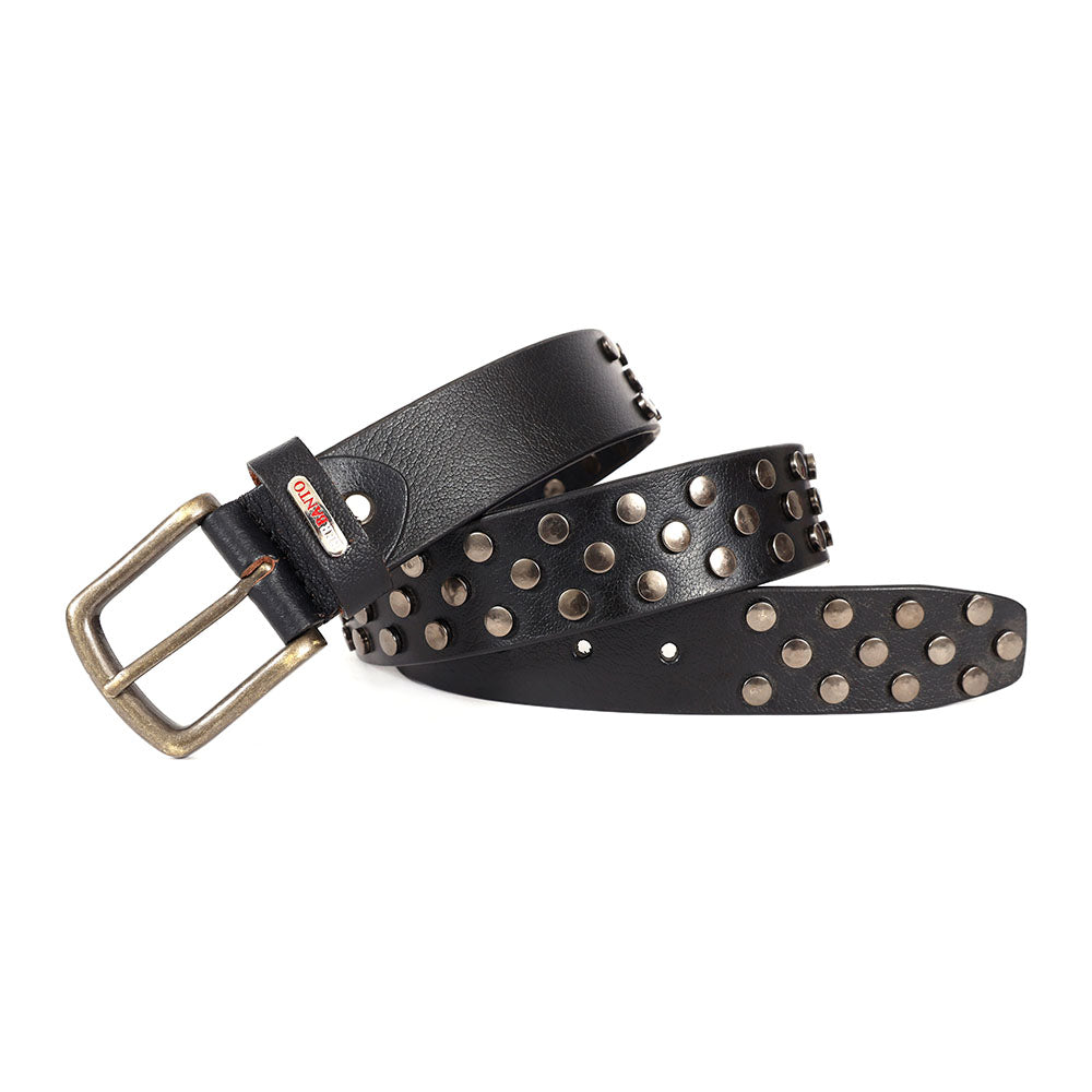 Berbanto Blackout Full-Grain Studded Leather Belt