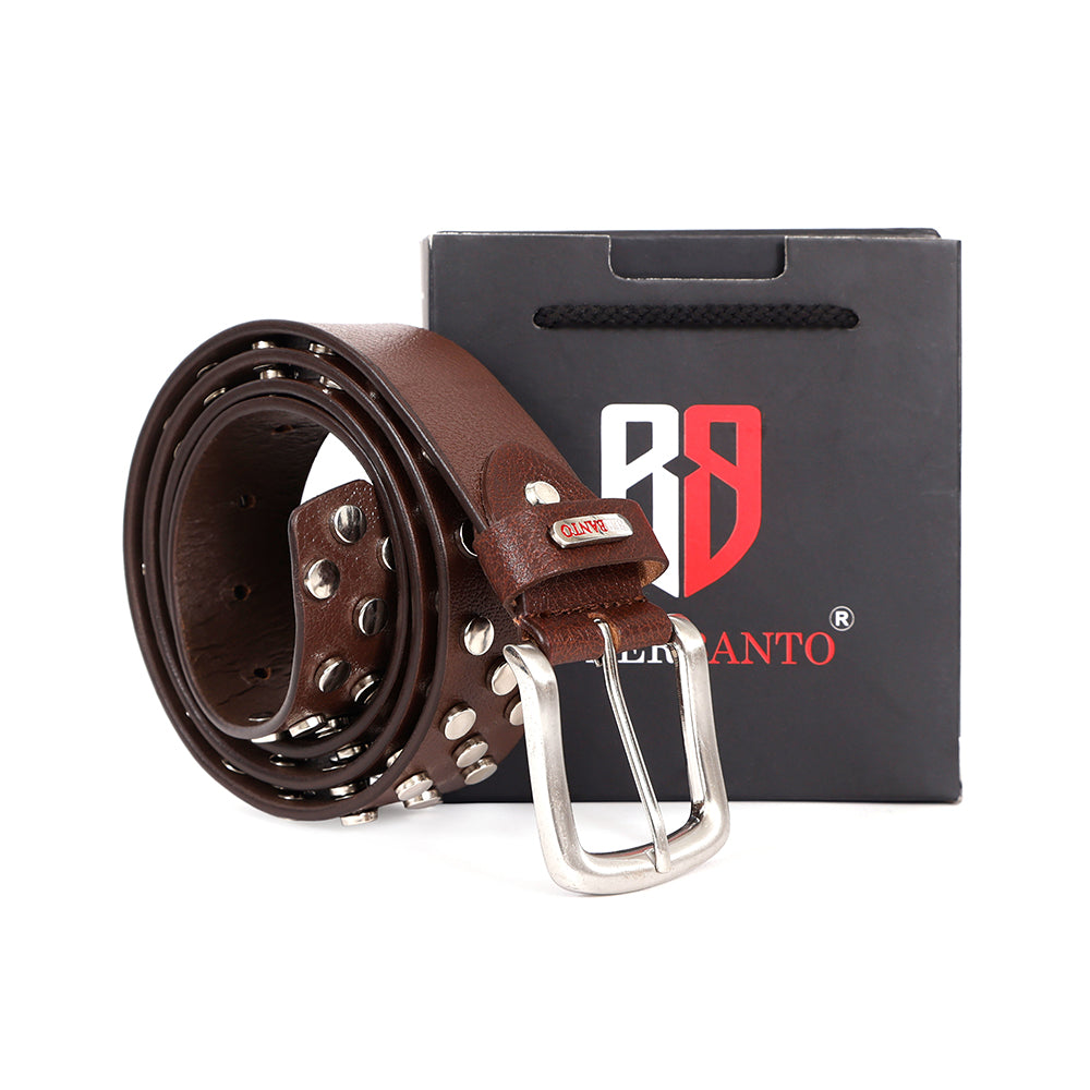 Berbanto Asphalt Full-Grain Studded Leather Belt