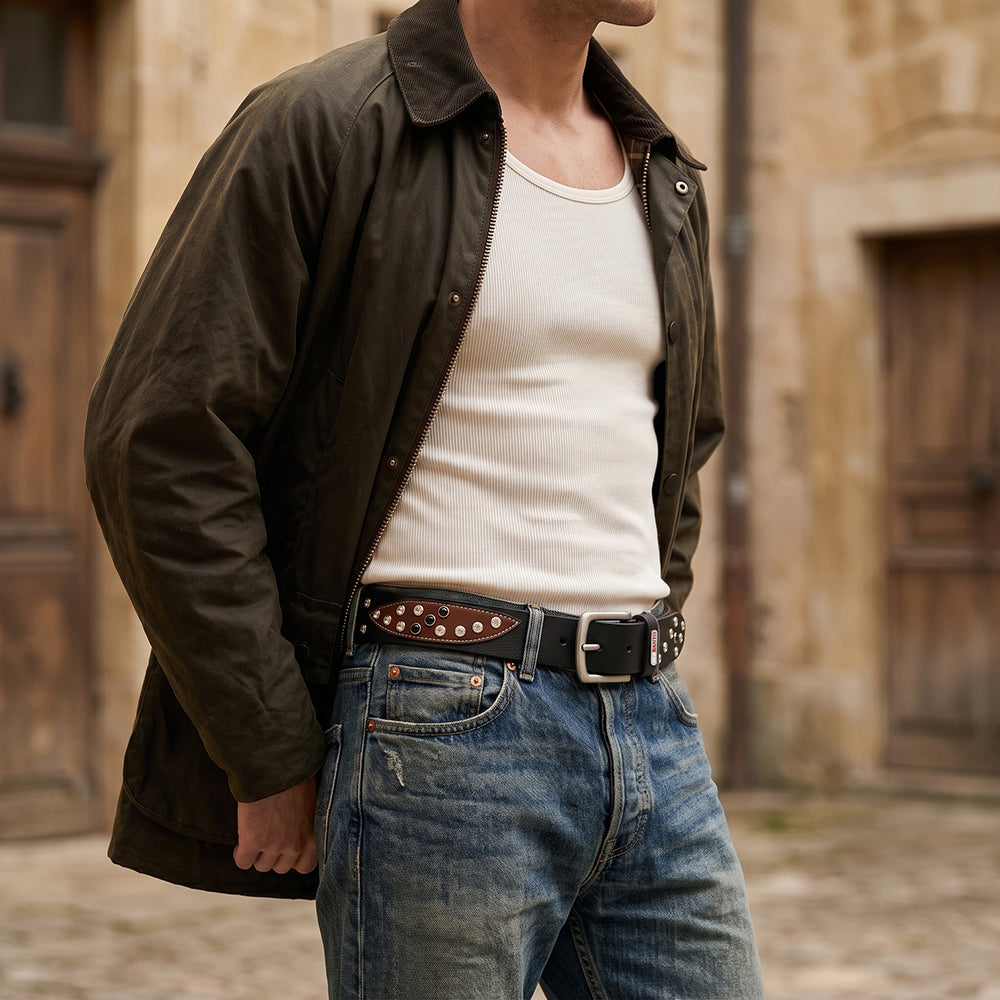 Berbanto Polaris Full-Grain Studded Leather Belt