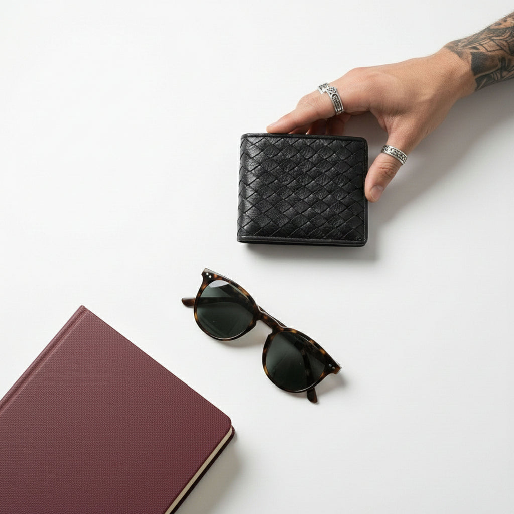 Berbanto Woven Luxe Bifold Wallet – Obsidian Weave