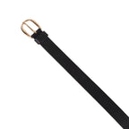 Black Leather Belt for Women with Golden Buckle
