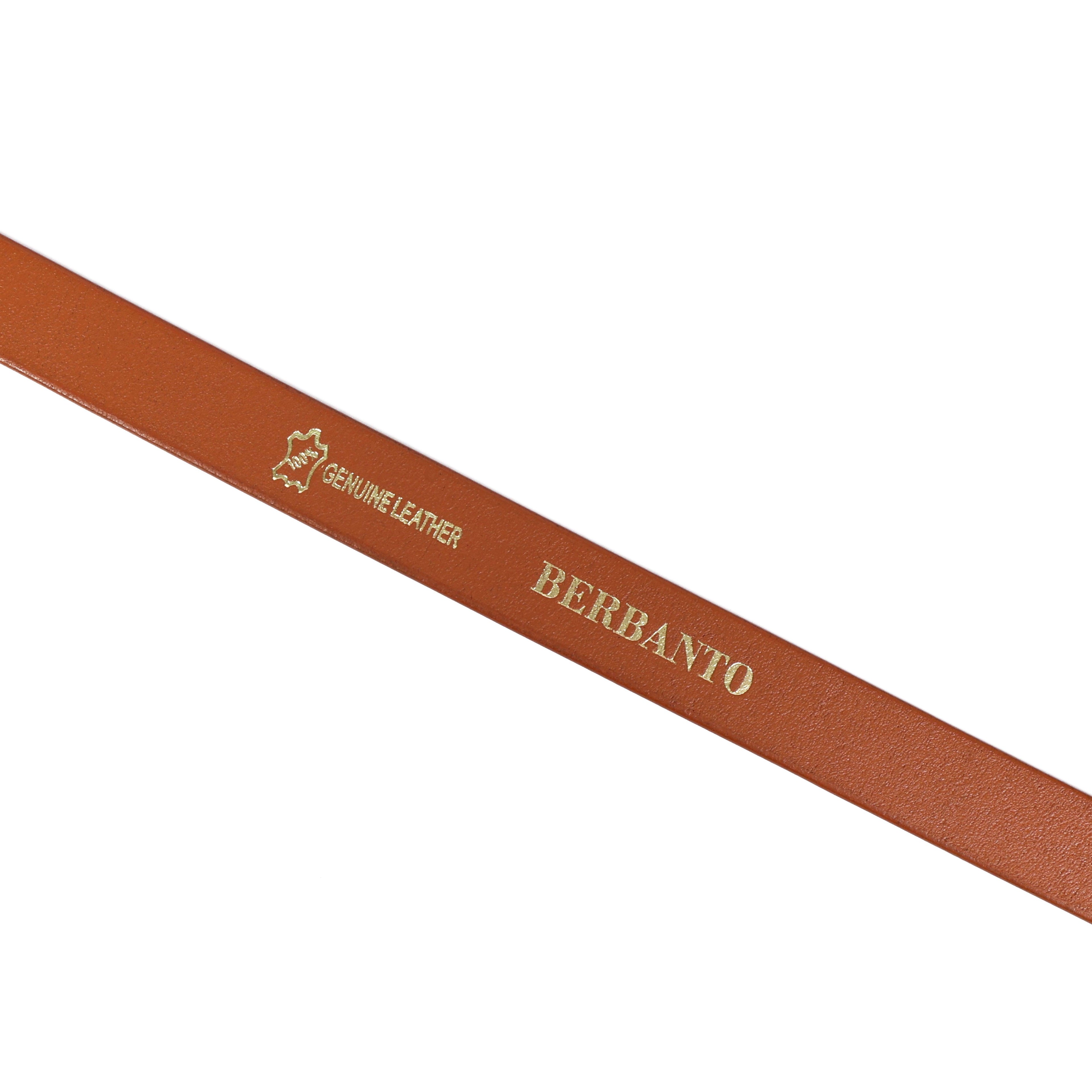 Tan Leather Belt for Women with Silver Buckle