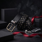 Berbanto Blackout Full-Grain Studded Leather Belt